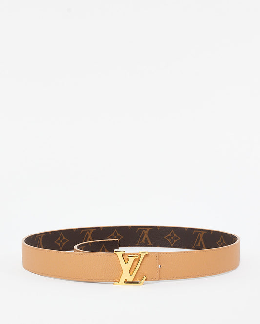 Louis Vuitton Monogram Canvas & Beige Leather Reversible Logo Belt - 80/32