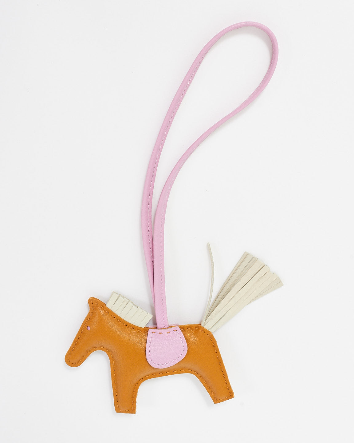 Hermès Brown/ Pink/ Cream Leather Rodeo Charm