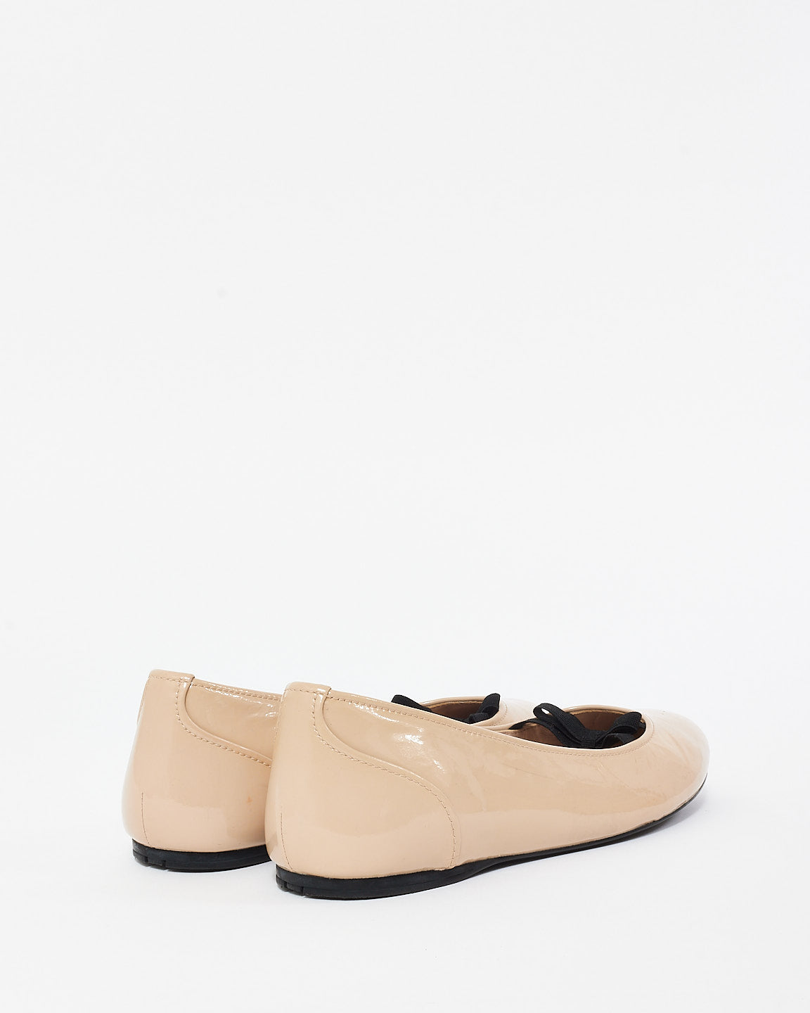 Prada Beige Patent Leather Ballerina Flats - 39