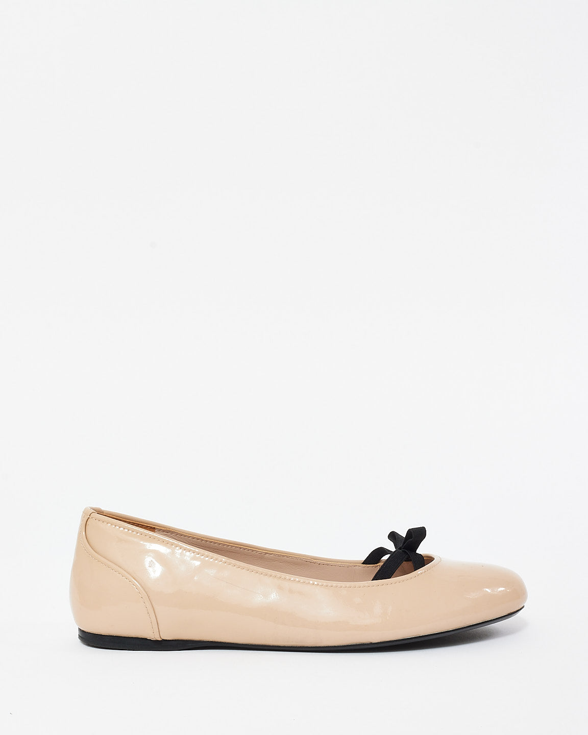 Prada Beige Patent Leather Ballerina Flats - 39