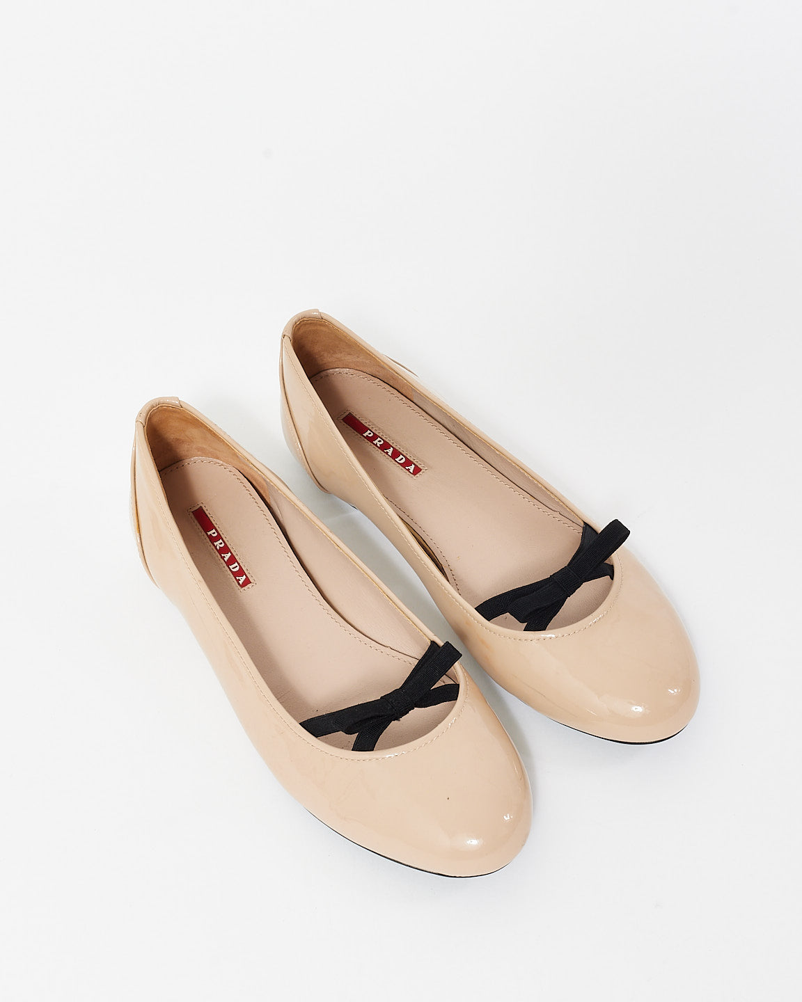 Prada Beige Patent Leather Ballerina Flats - 39