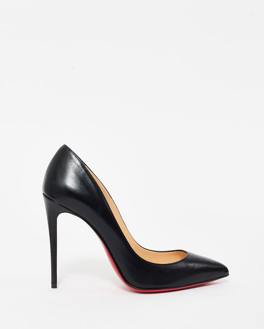 Christian Louboutin Black Leather Pigalle Follies 100MM Pumps - 36.5