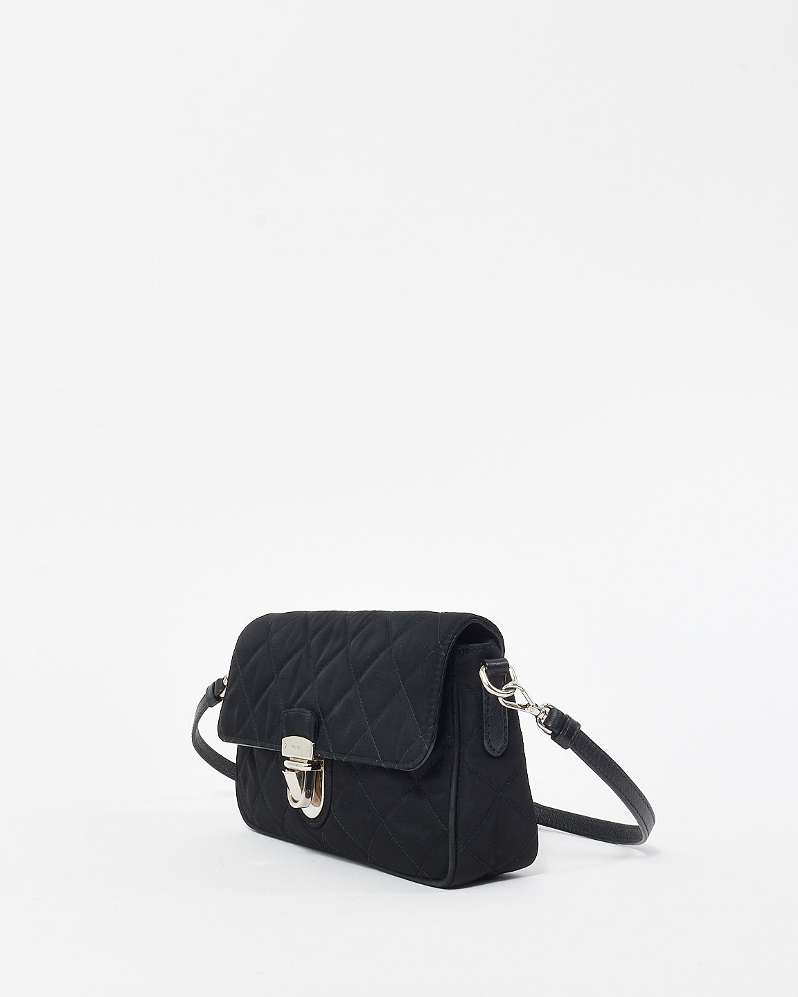 Prada Black Tessuto Nylon Quilted Impuntu Flap Bag