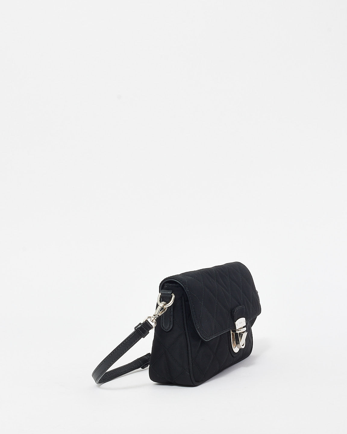 Prada Black Tessuto Nylon Quilted Impuntu Flap Bag