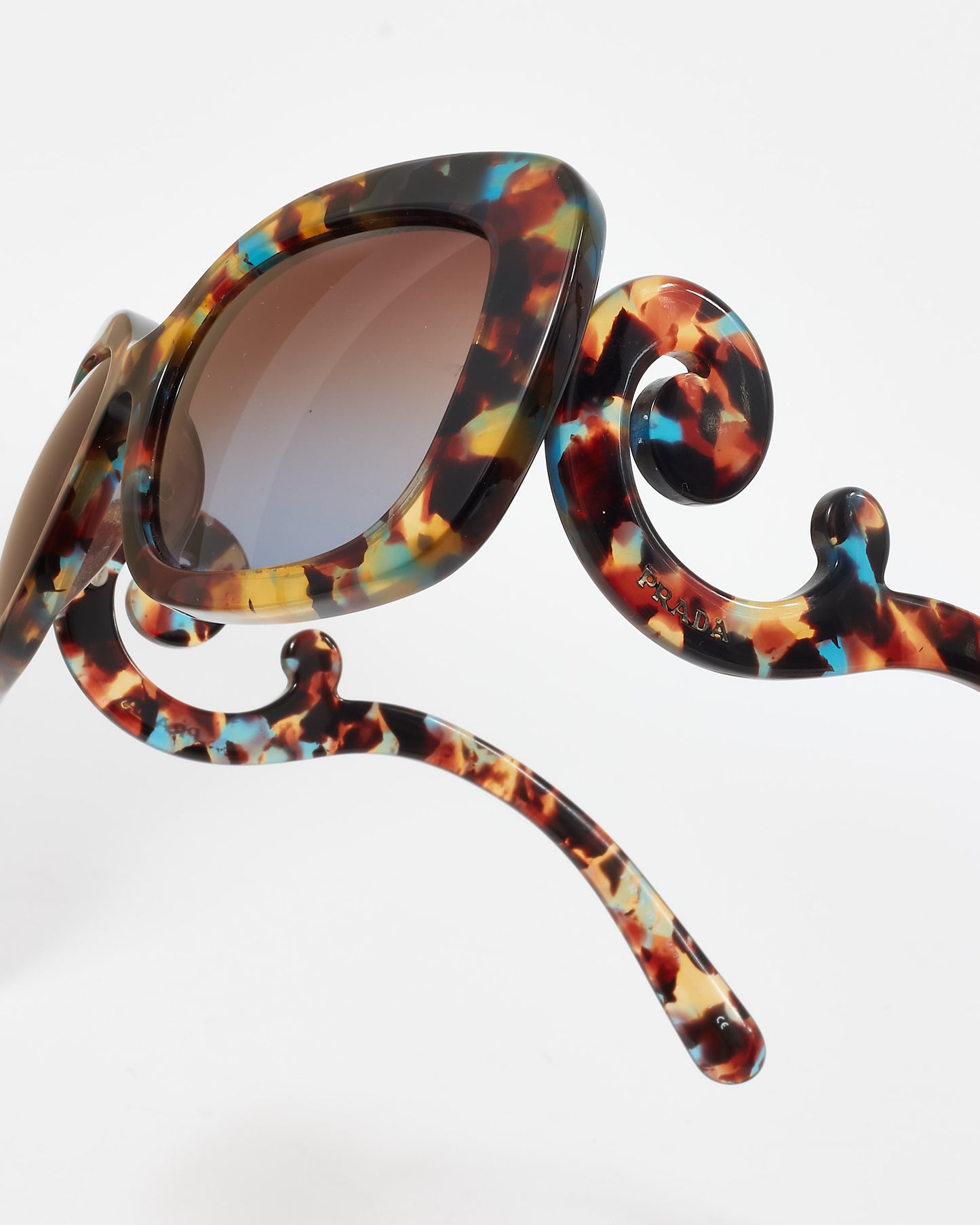 Prada Multi Color Tortoise Acetate SPR270 Swirl Sunglasses