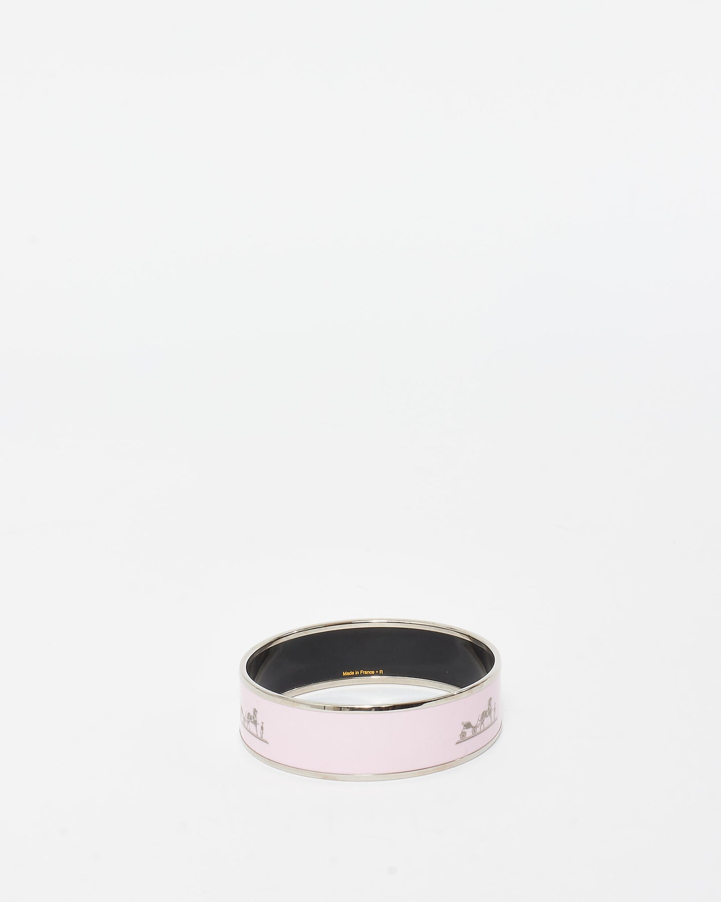 Hermès Light Pink Enamel Wide Caleche Bangle Bracelet