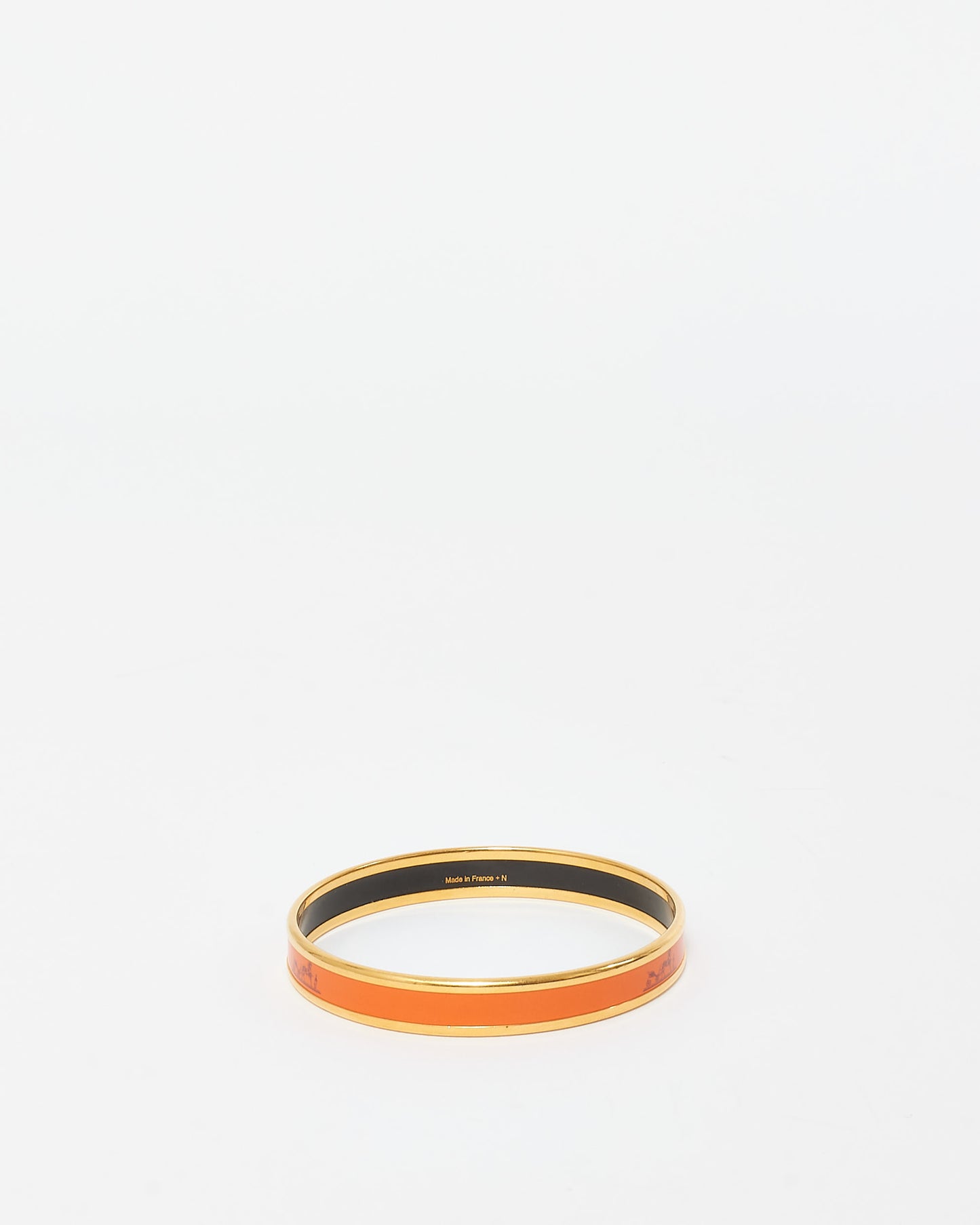 Hermès Orange Enamel Thin Caleche Bangle Bracelet