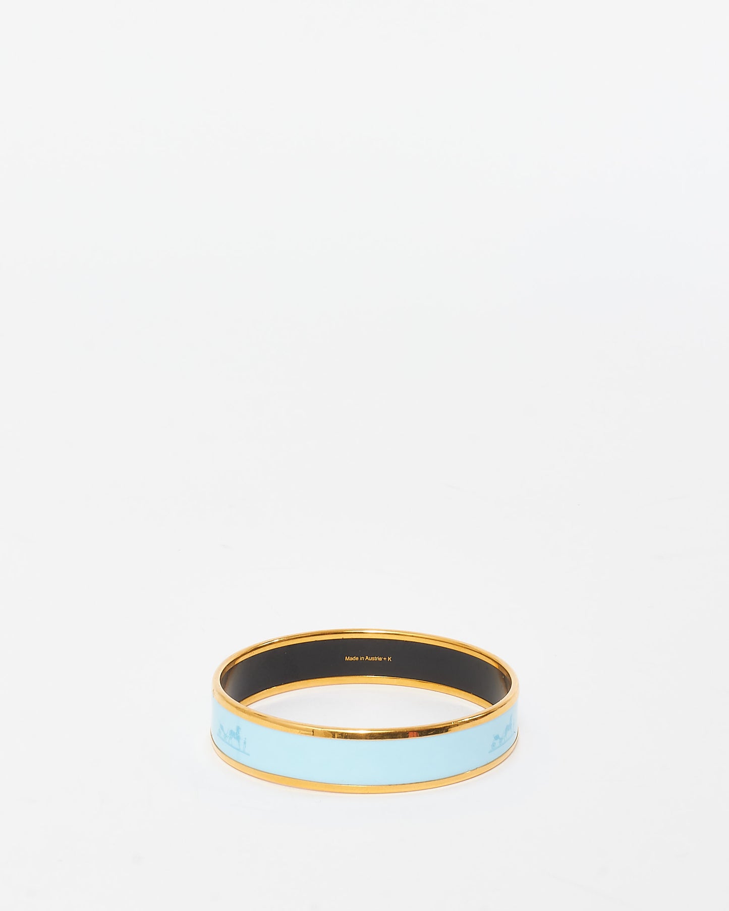 Hermès Light Blue Enamel Wide Caleche Bangle Bracelet