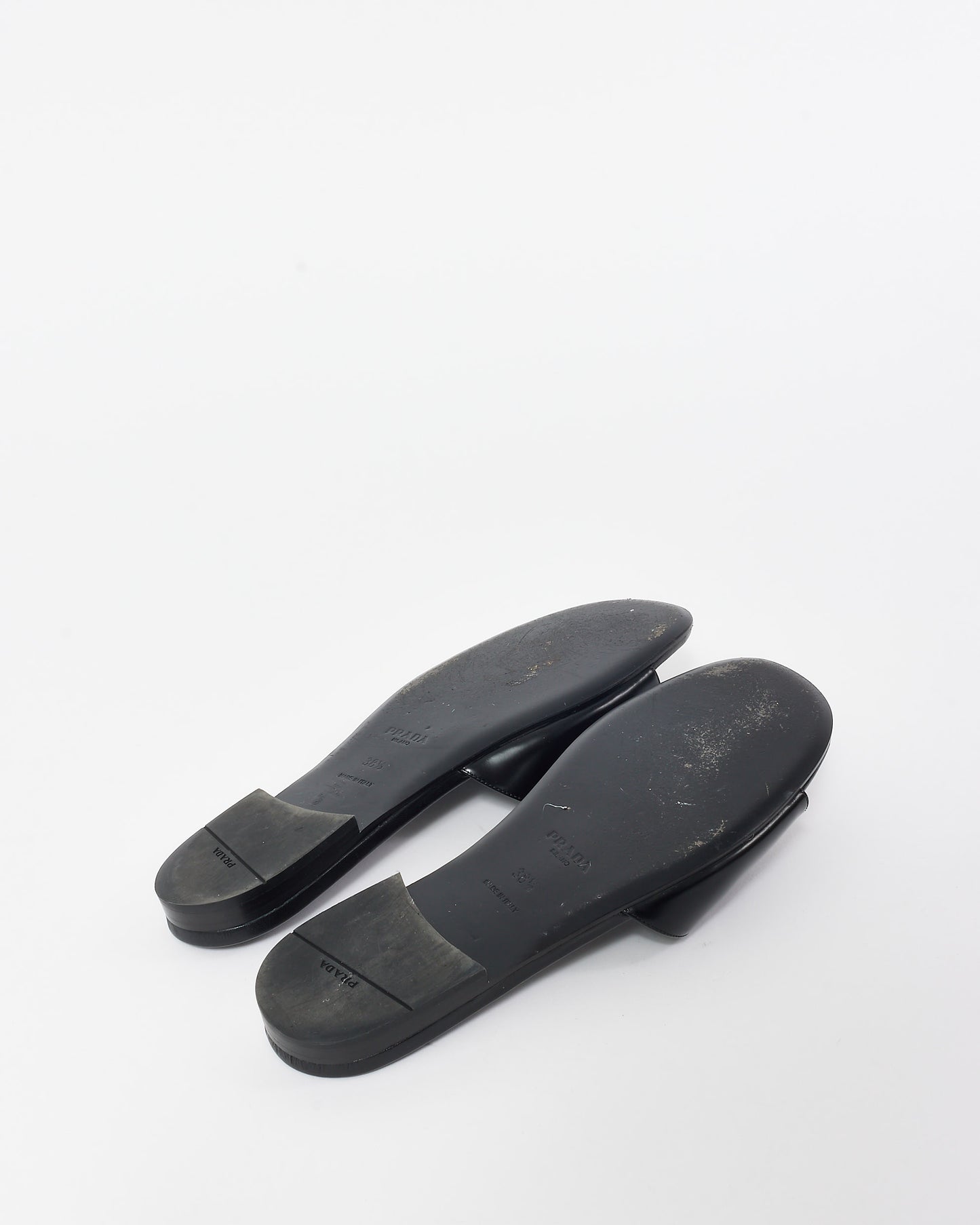 Prada Black Leather Logo Slide Sandals - 38.5