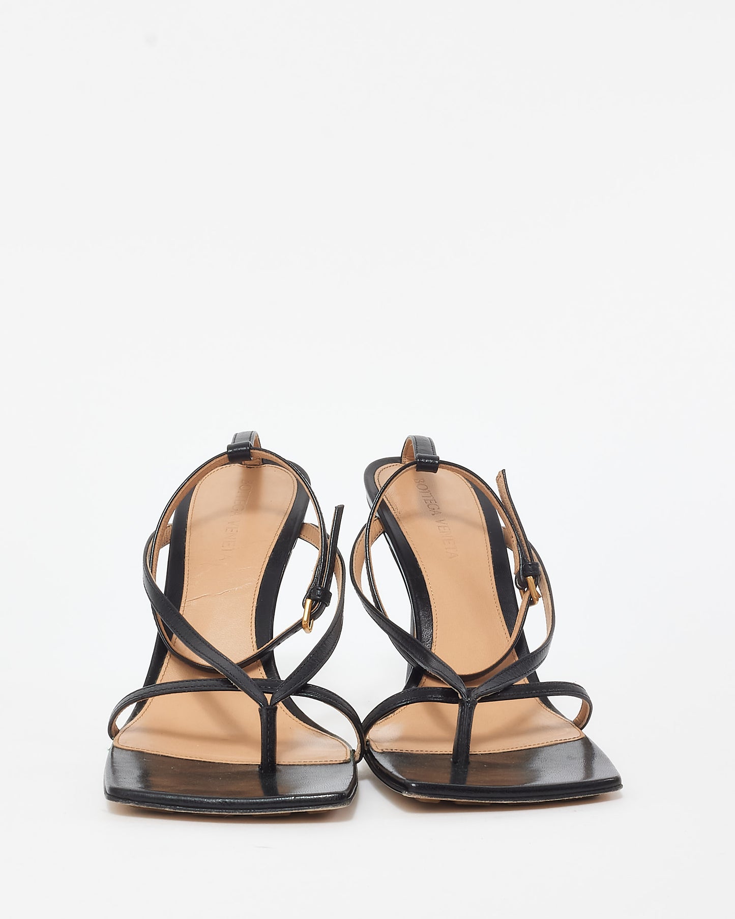 Bottega Veneta Black Leather Stretch Ankle Strap Sandals - 38