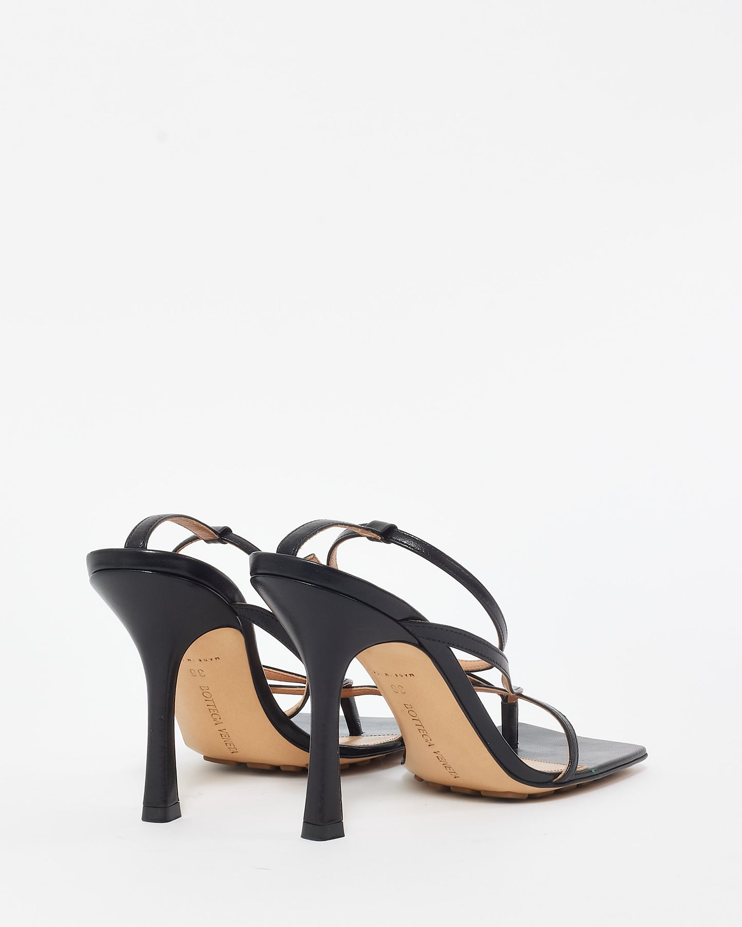 Bottega Veneta Black Leather Stretch Ankle Strap Sandals - 38