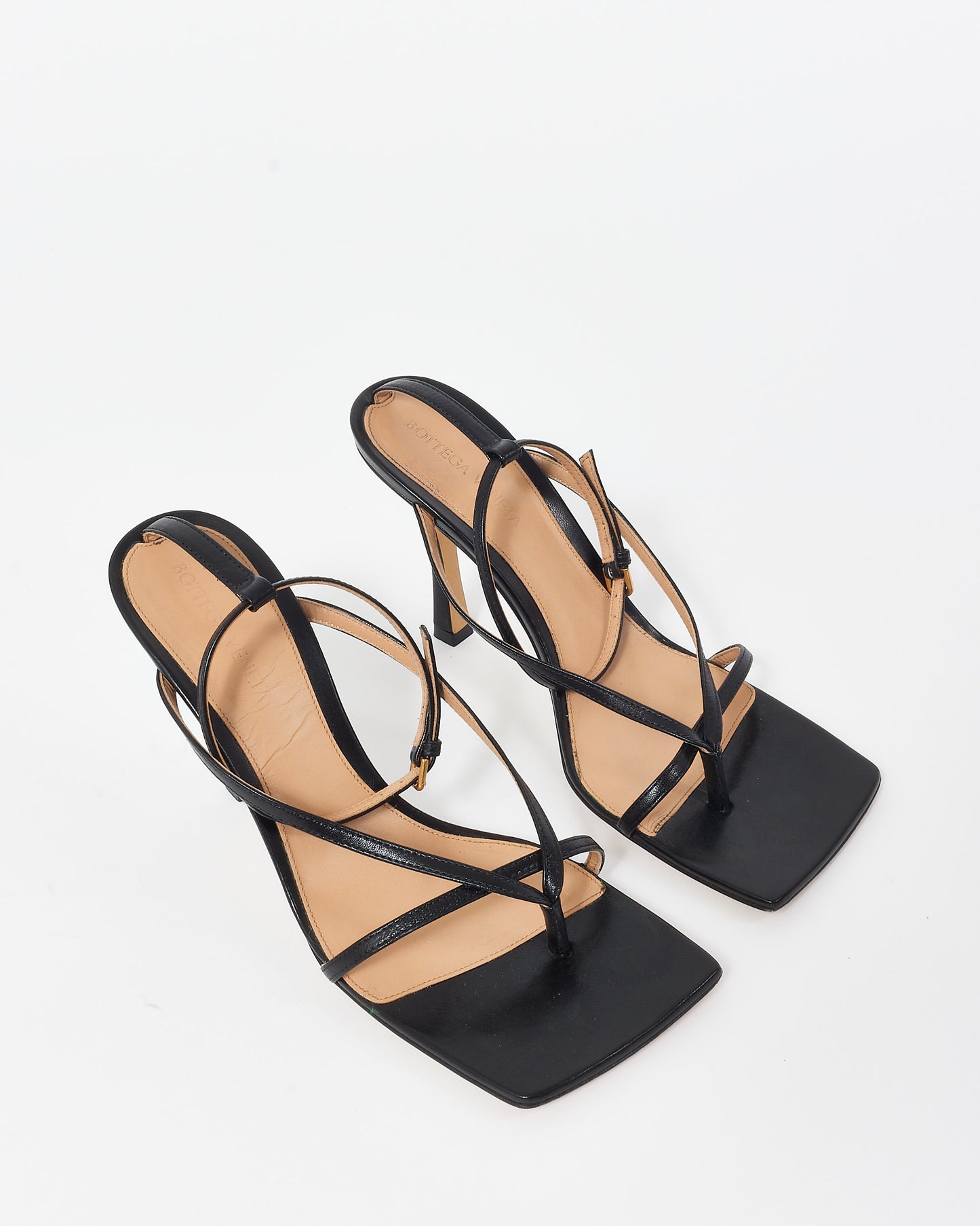 Bottega Veneta Black Leather Stretch Ankle Strap Sandals - 38