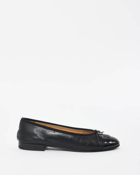 Chanel Vintage Black Lambskin Leather Classic Ballerina Flats - 38.5