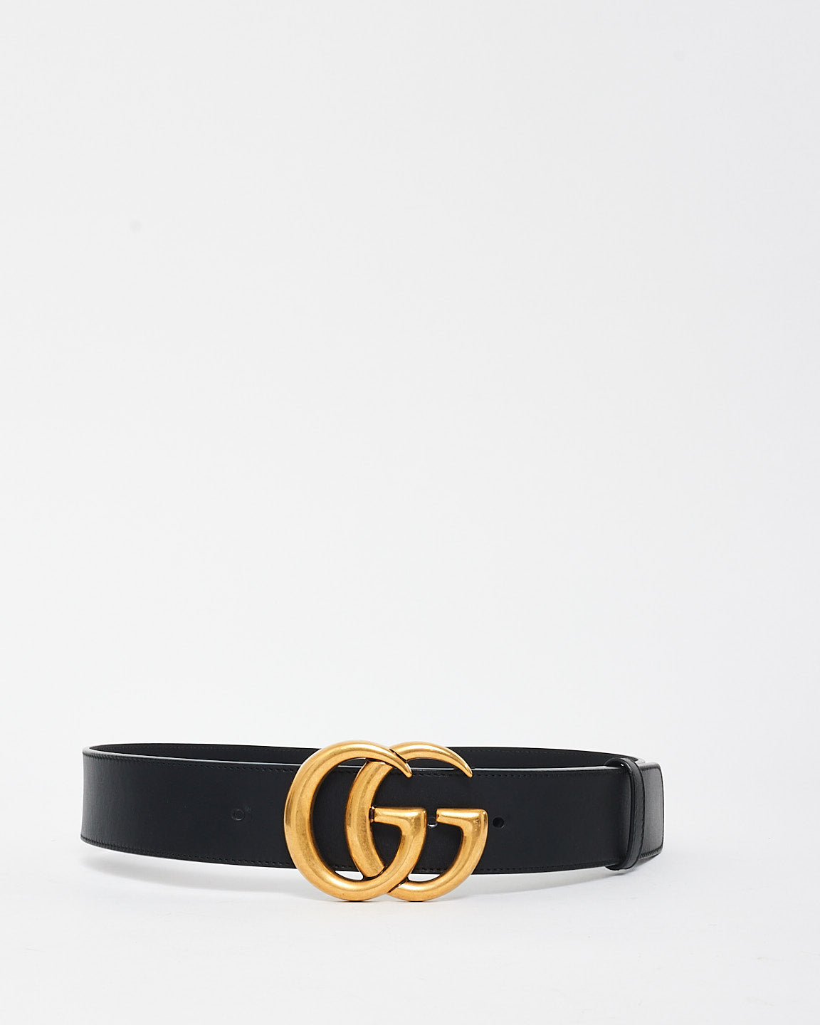 Gucci Black Leather GG Marmont Belt - 75/30