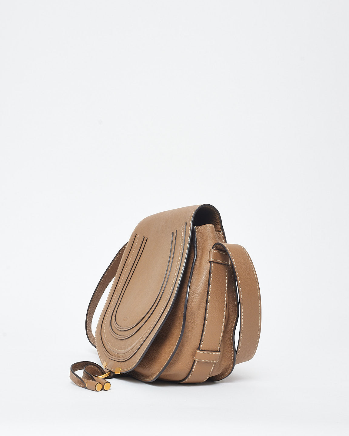 Chloé Brown Leather Marcie Crossbody Saddle Bag