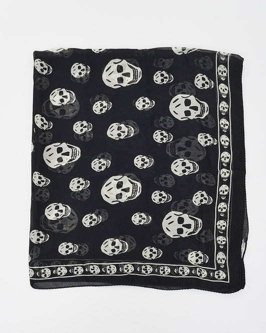 Alexander McQueen Black & White Skull Chiffon Scarf