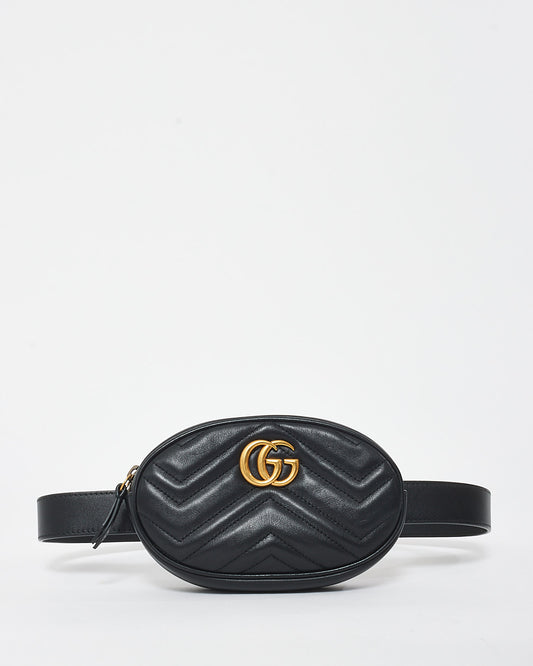 Gucci Black Leather GG Marmont Belt Bag - 85/34