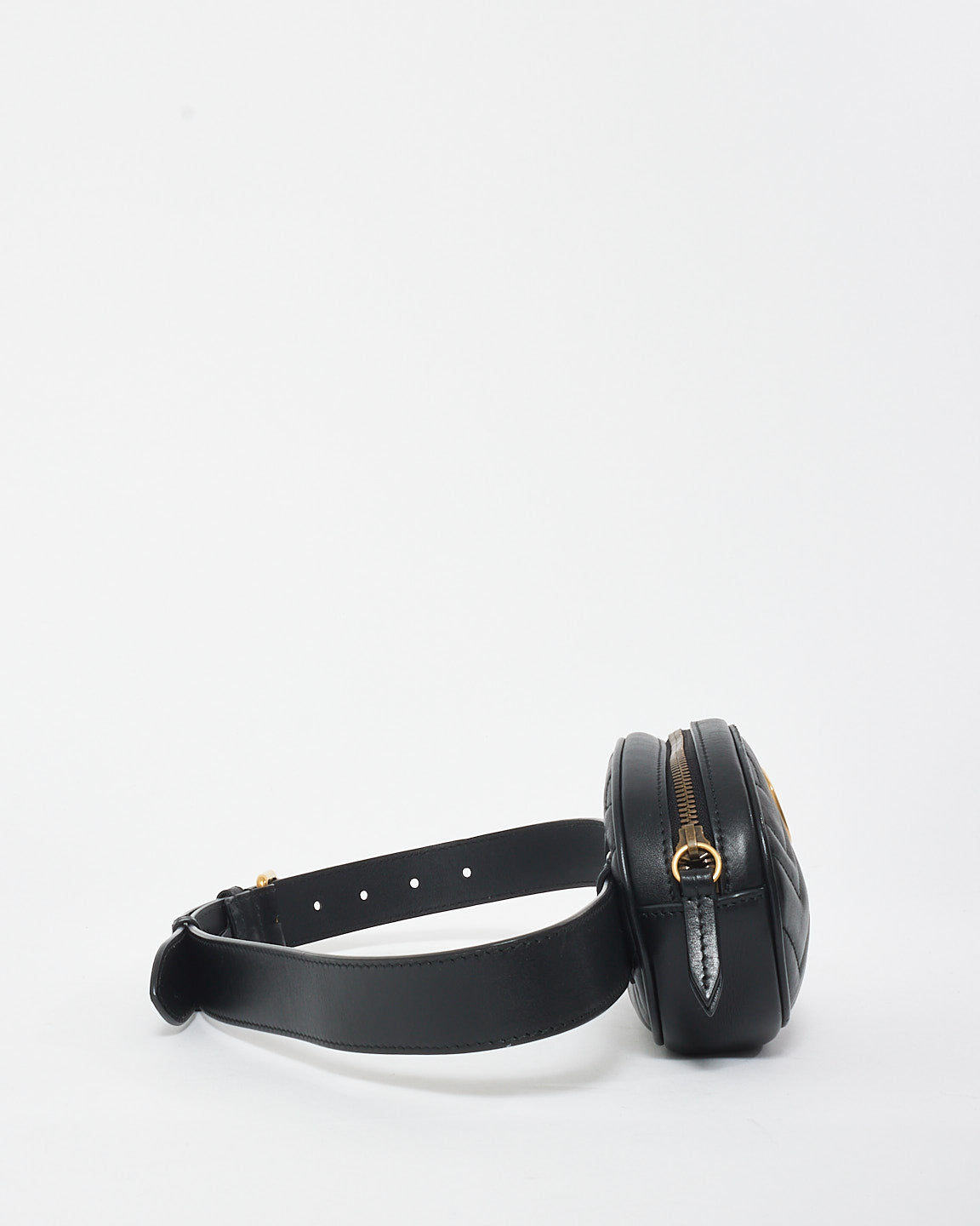 Gucci Black Leather GG Marmont Belt Bag - 85/34