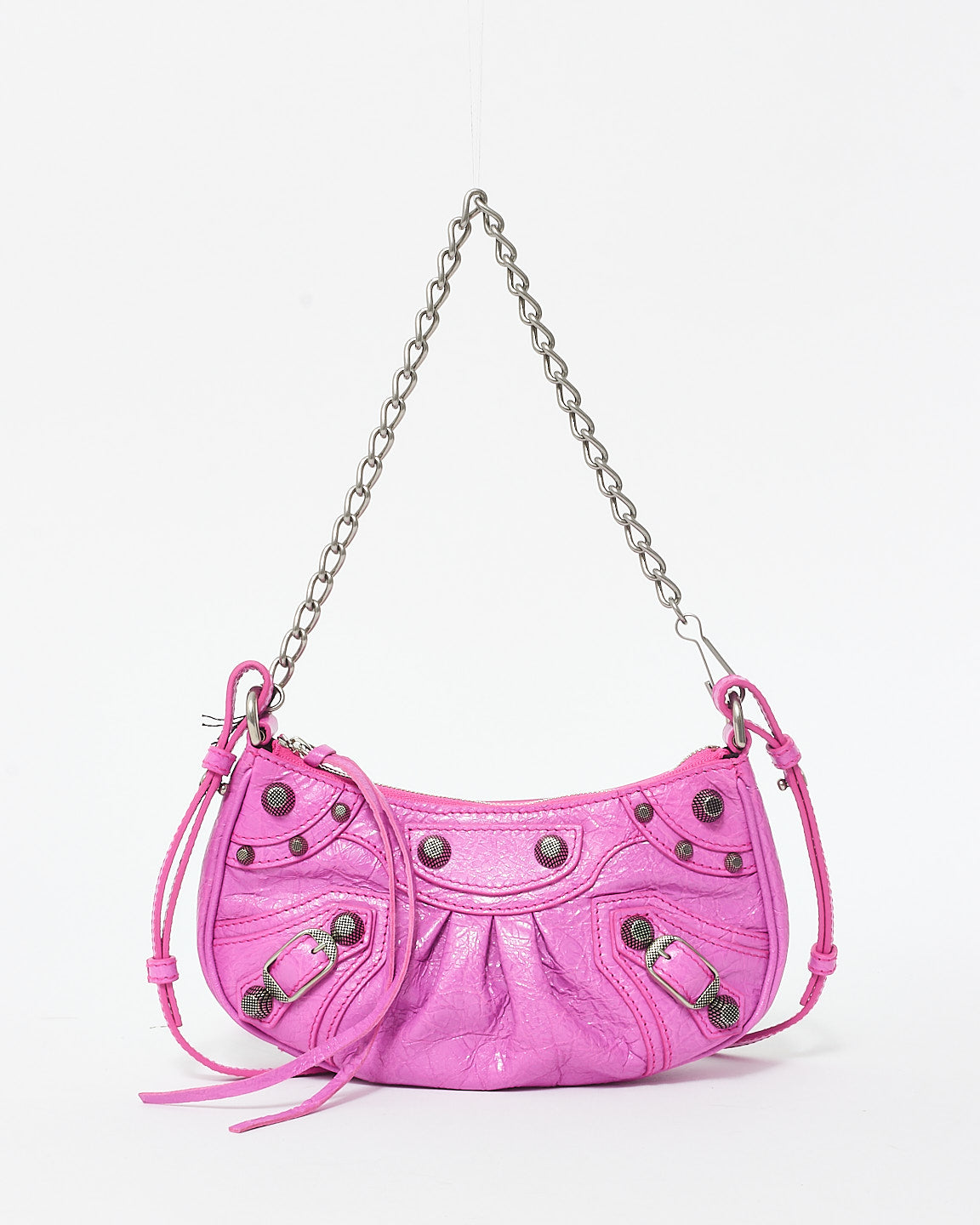 Balenciaga Fuchsia (Lipstick Pink) Leather Le Cagole Mini Shoulder Bag