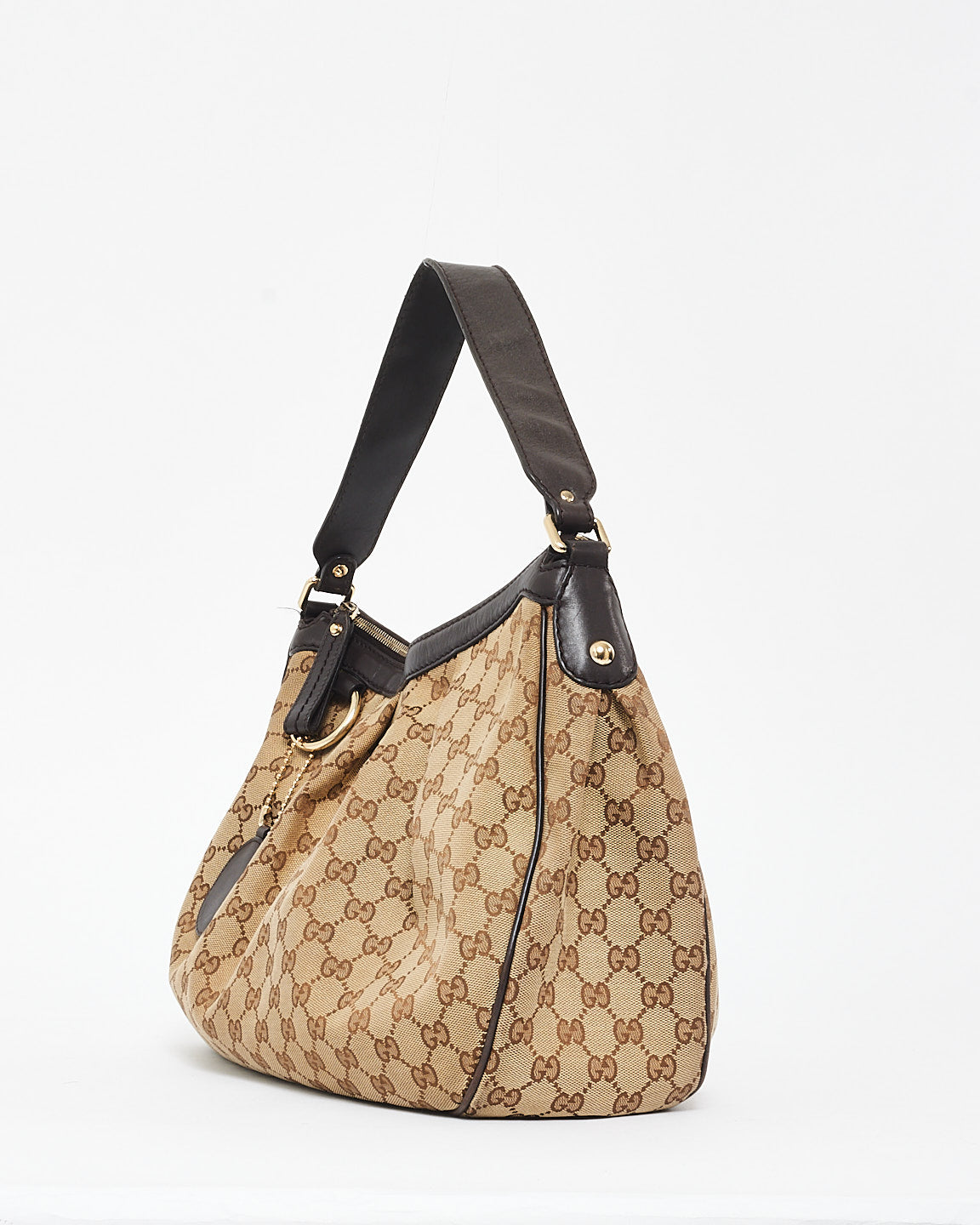 Gucci Brown & Beige GG Monogram Canvas Sukey Shoulder Bag