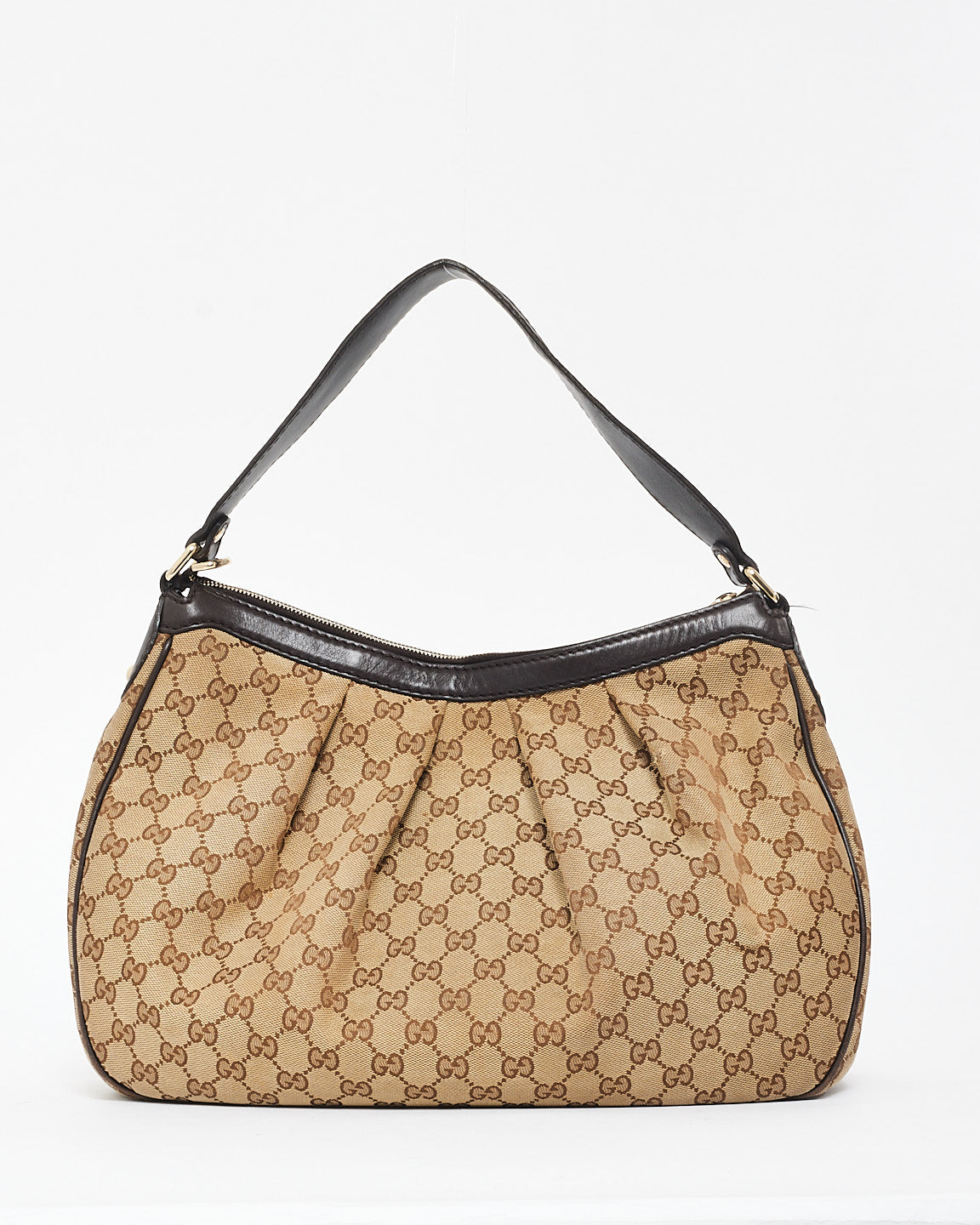 Gucci Brown & Beige GG Monogram Canvas Sukey Shoulder Bag