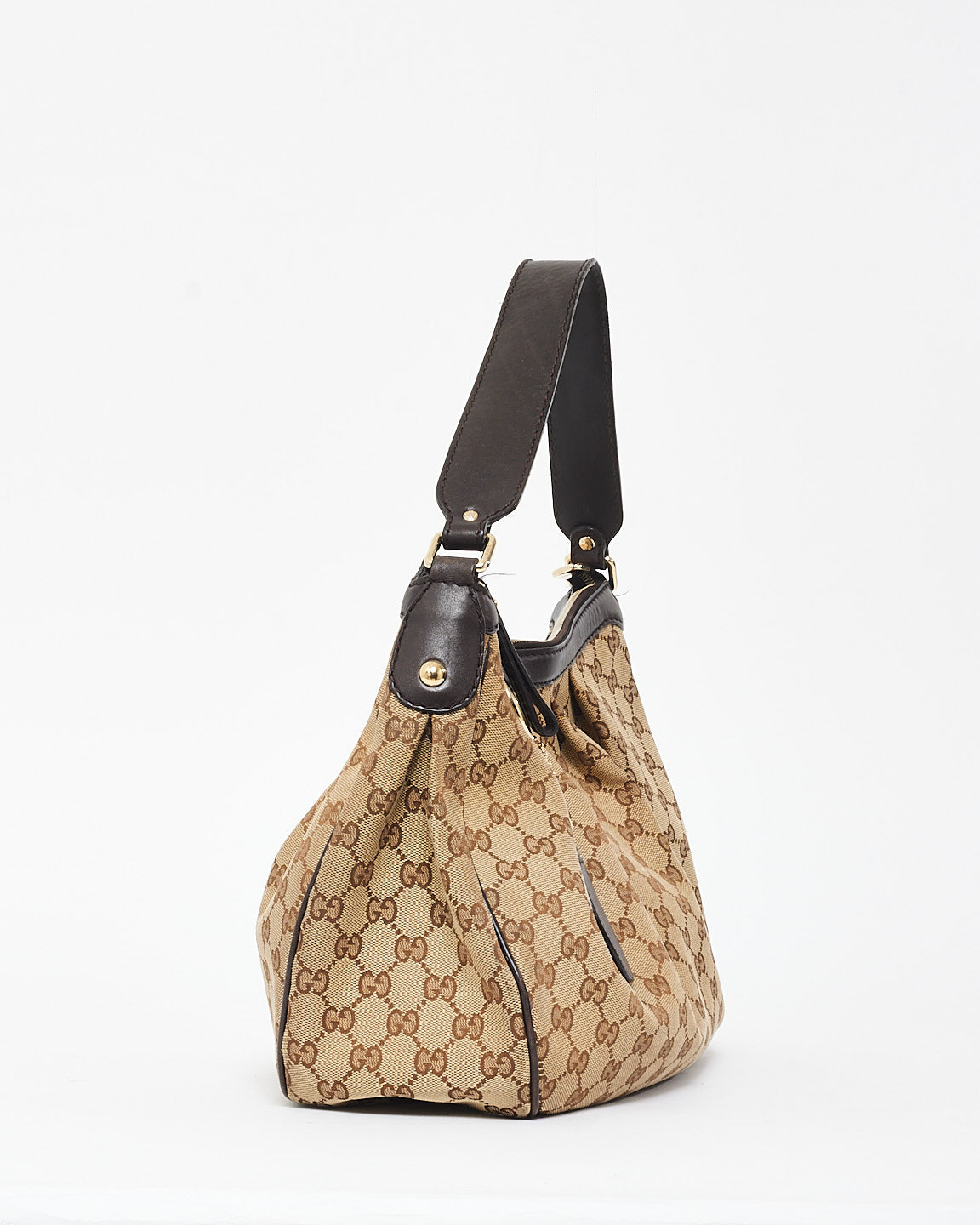 Gucci Brown & Beige GG Monogram Canvas Sukey Shoulder Bag