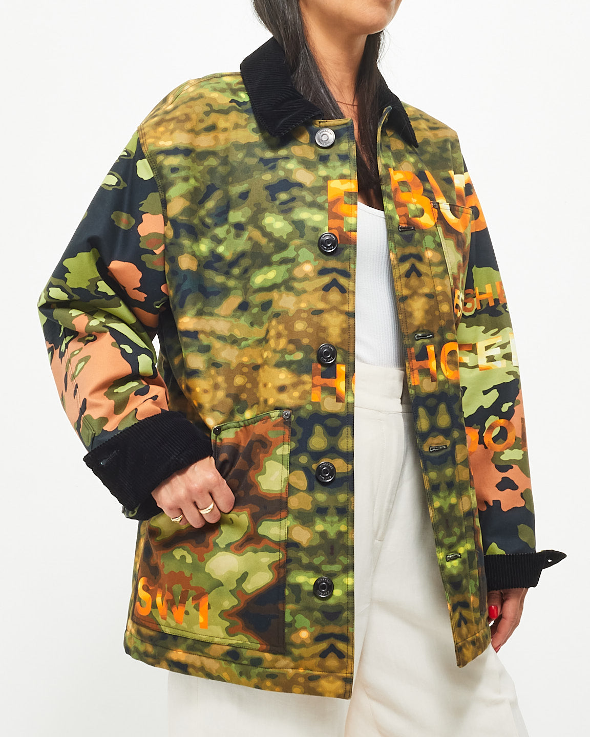 Burberry Men's Camo & Orange Graphic Bomber Jacket - S