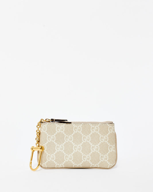 Gucci Beige/ White Monogram Coated Canvas Ophidia Keyring Pouch