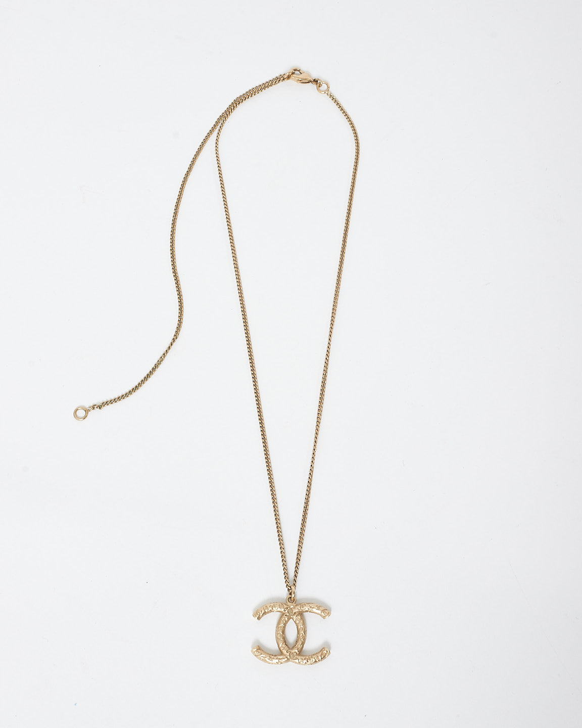 Chanel Gold Logo Pendant Necklace