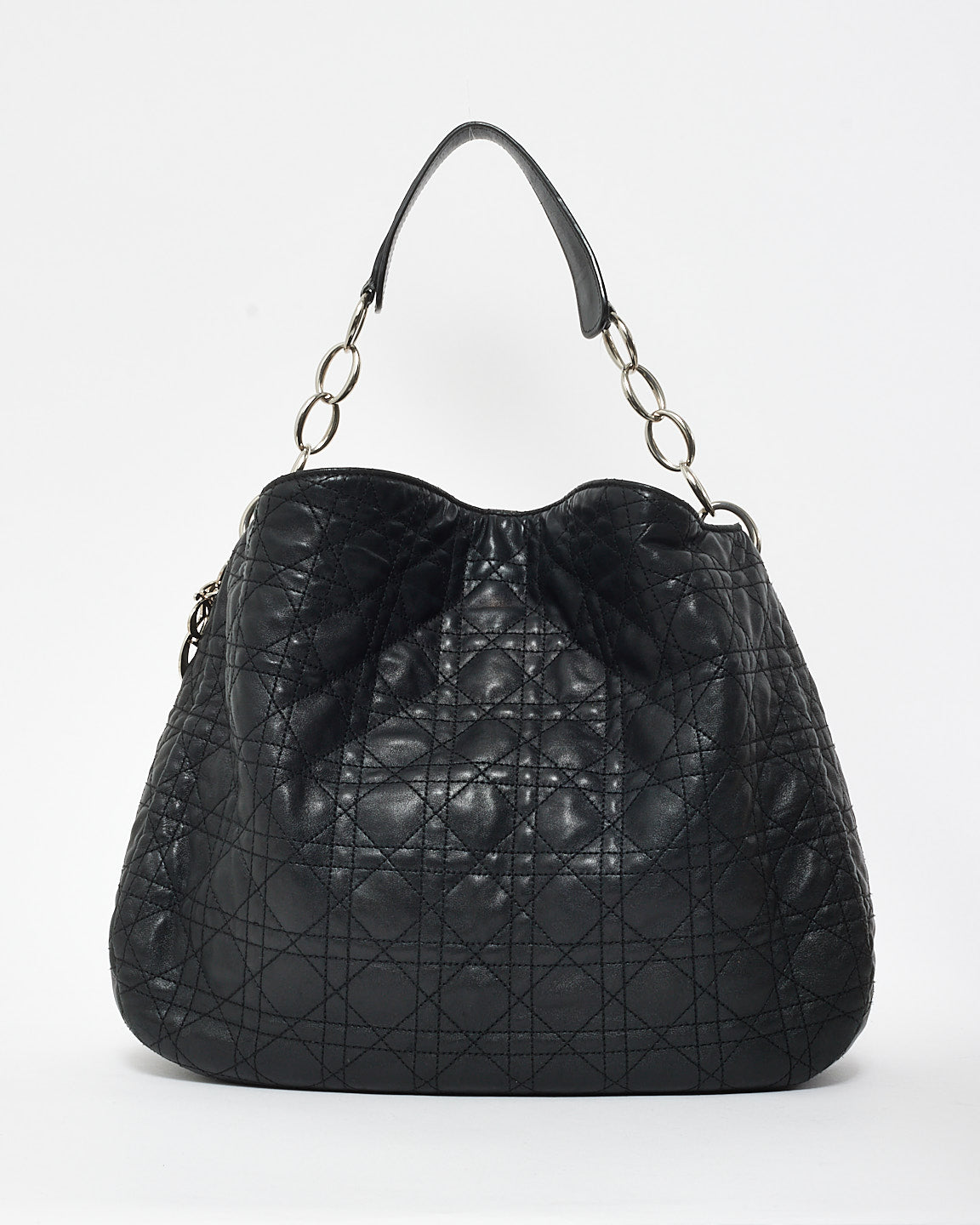 Dior Black Cannage Leather Dior Soft Hobo Shoulder Bag