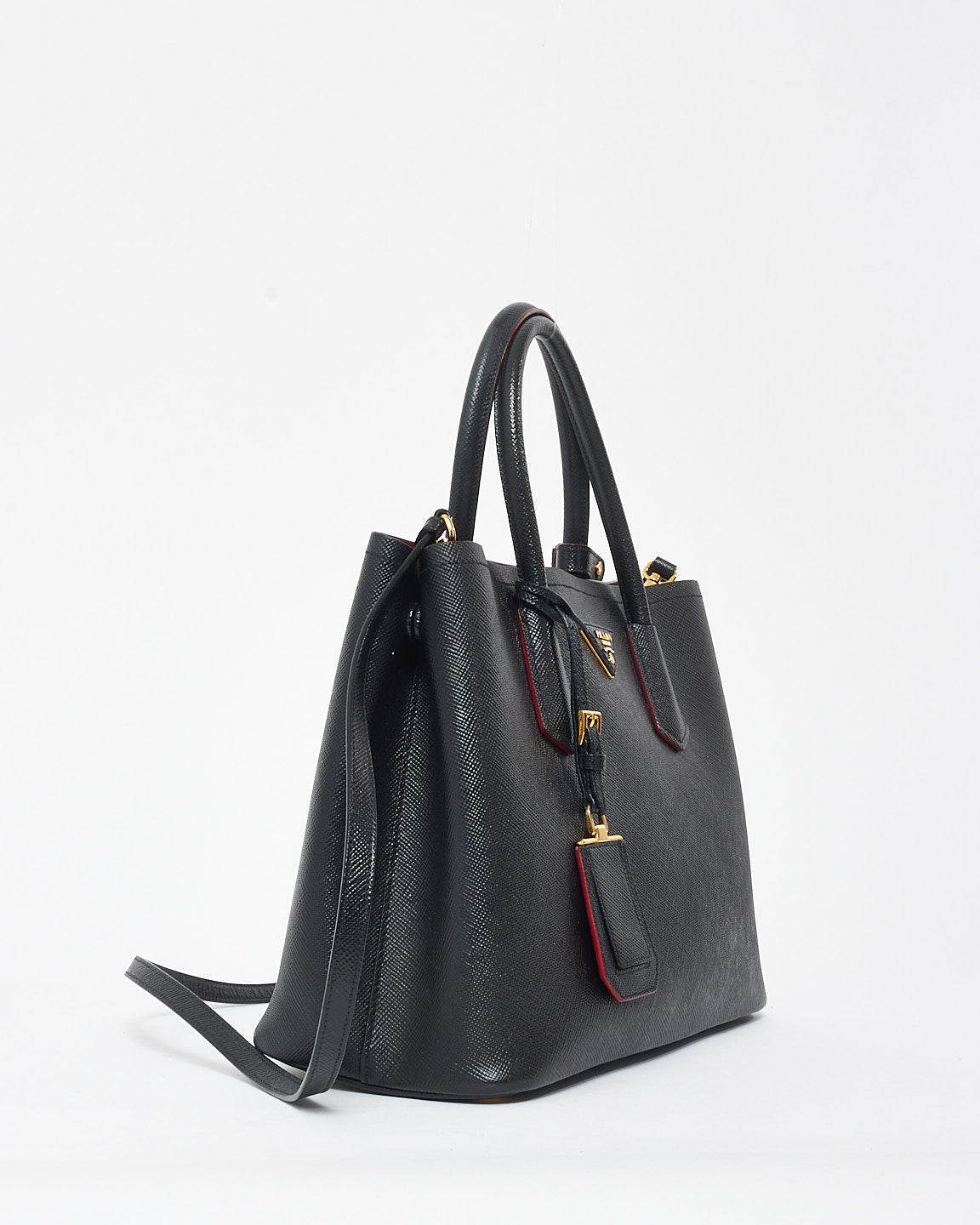 Prada Black Saffiano Leather Medium Double Bag