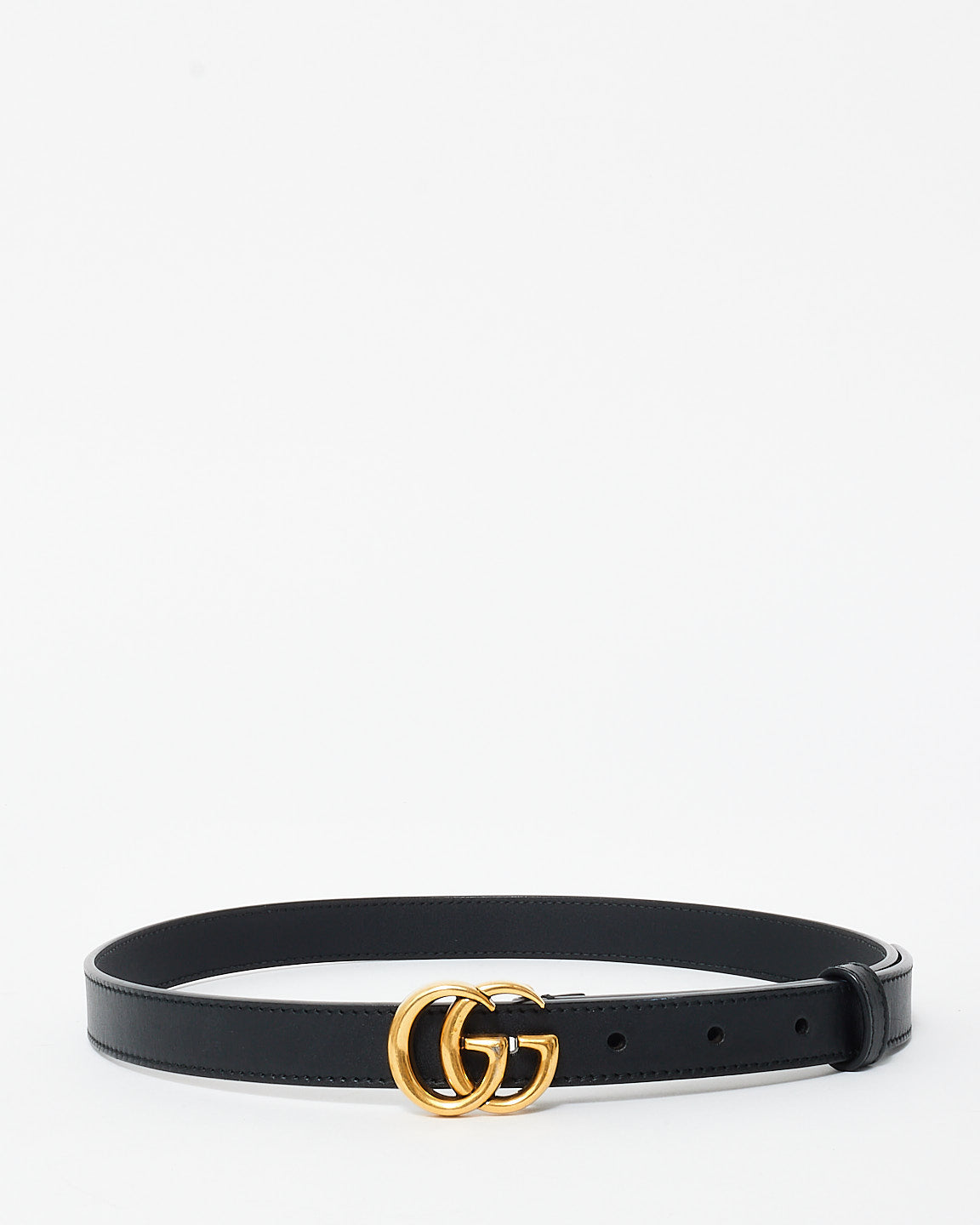 Gucci Black Leather GG Marmont Thin Belt - 70/28