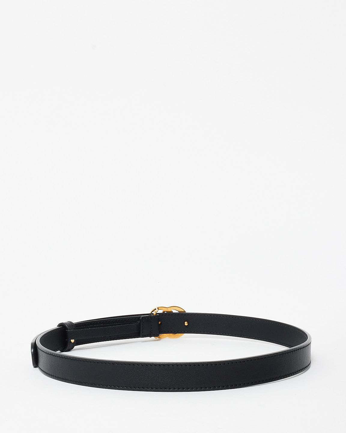 Gucci Black Leather GG Marmont Thin Belt - 70/28