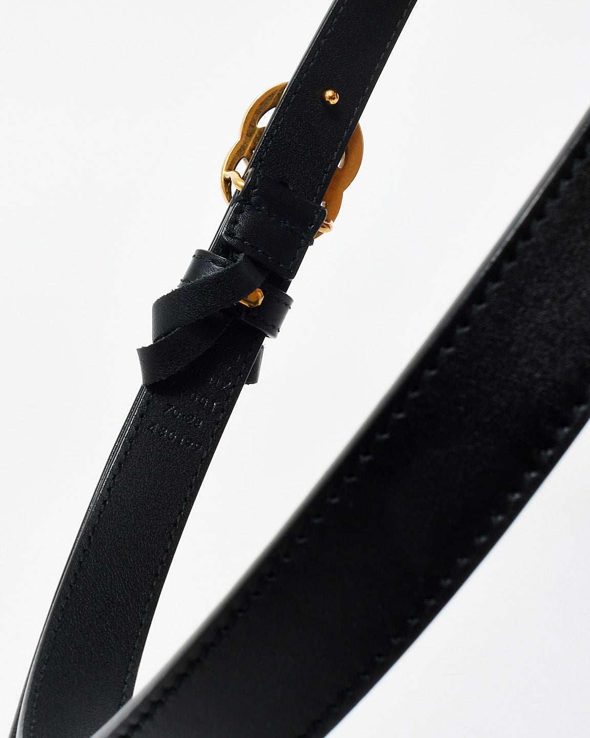 Gucci Black Leather GG Marmont Thin Belt - 70/28