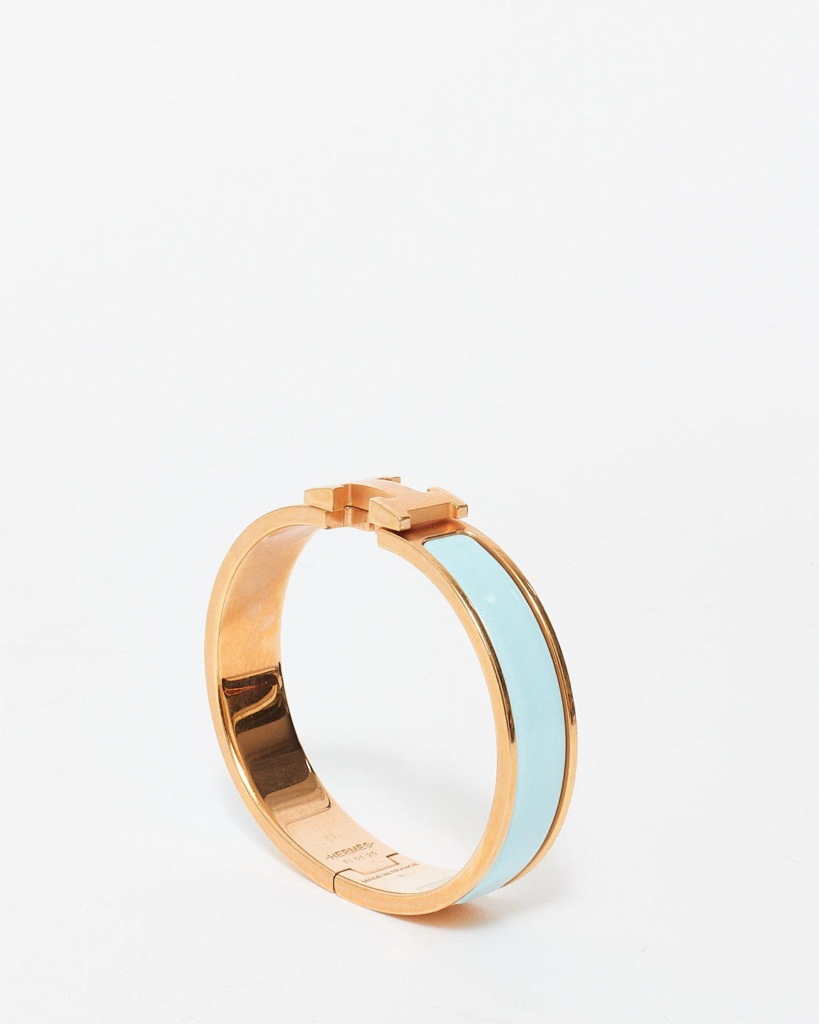 Hermès Blue & Rose Gold Enamel Clic Clac Bracelet - PM