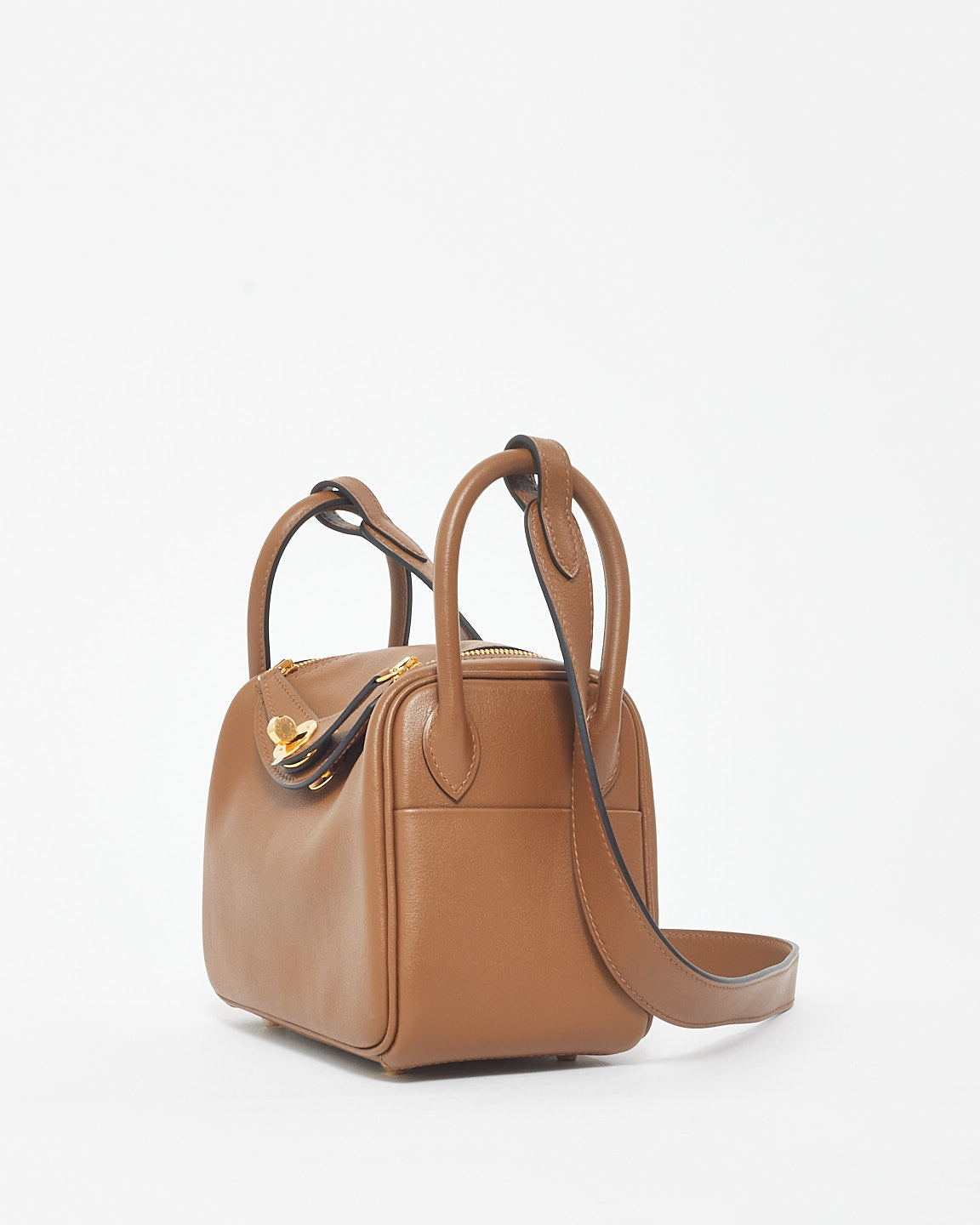 Hermès Brown (Biscuit) Leather Mini Lindy Crossbody Bag