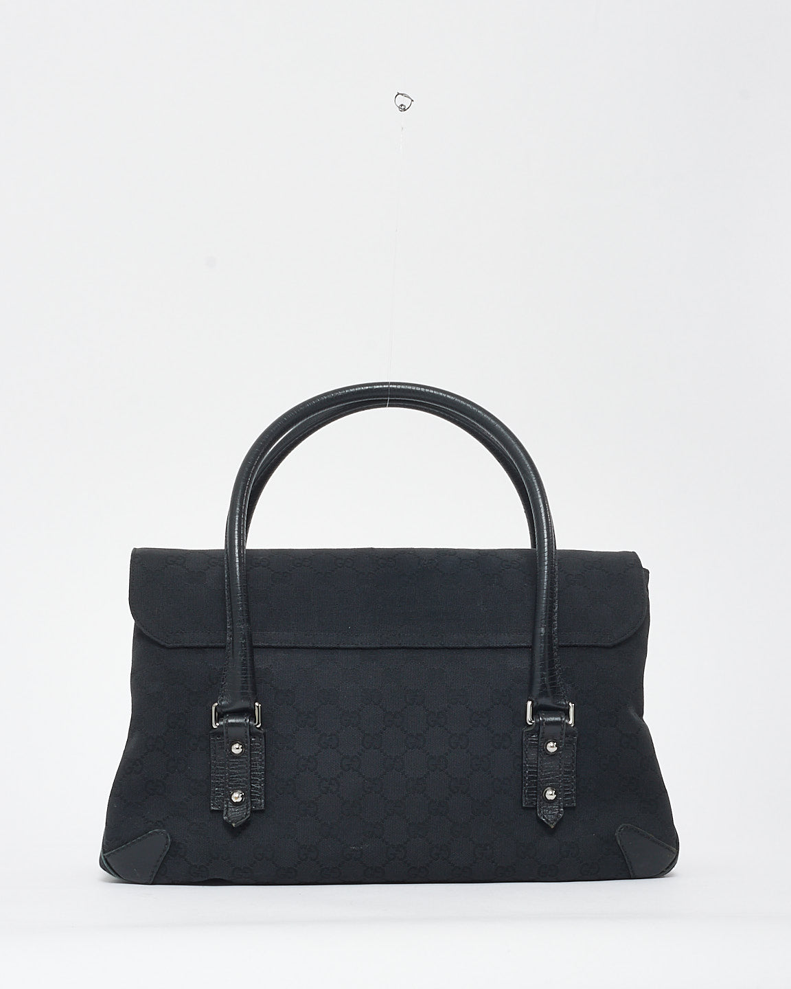 Gucci Black Monogram Canvas Horsebit & Chain Large Tote Bag