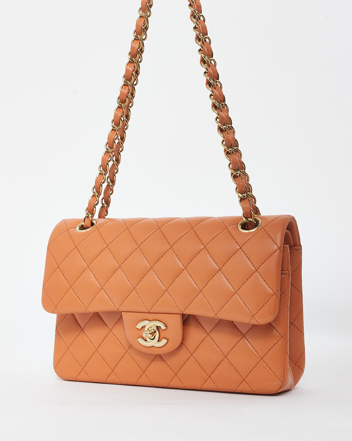 Chanel Terracotta Lambskin Leather Small Classic Double Flap Bag GHW