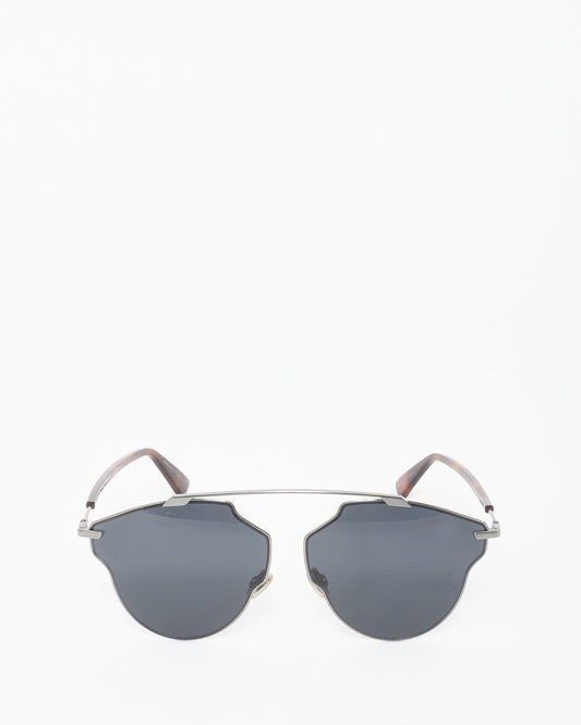 Dior Dark Silver & Tortoise So Real Pop Pilot Sunglasses