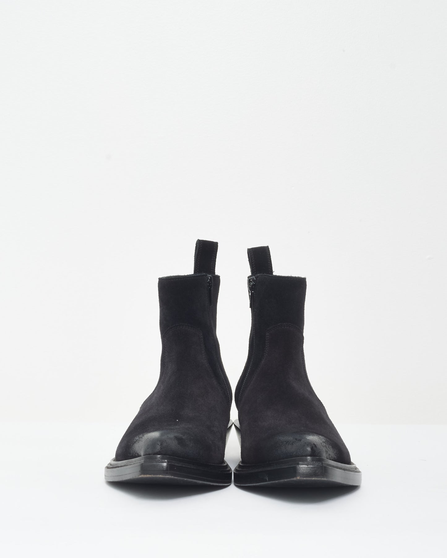 Balenciaga Black Suede Logo Western Style Boots - 38