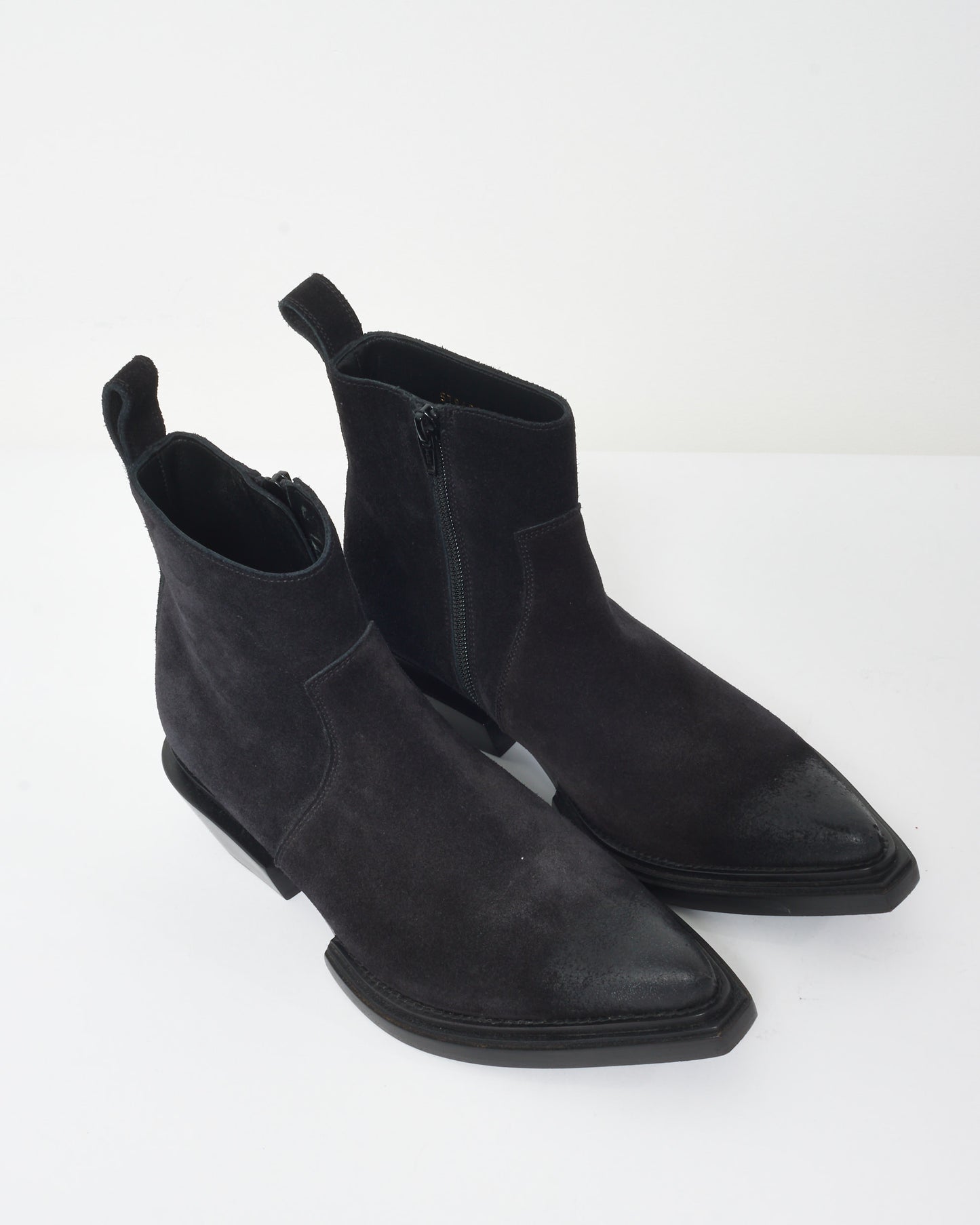 Balenciaga Black Suede Logo Western Style Boots - 38