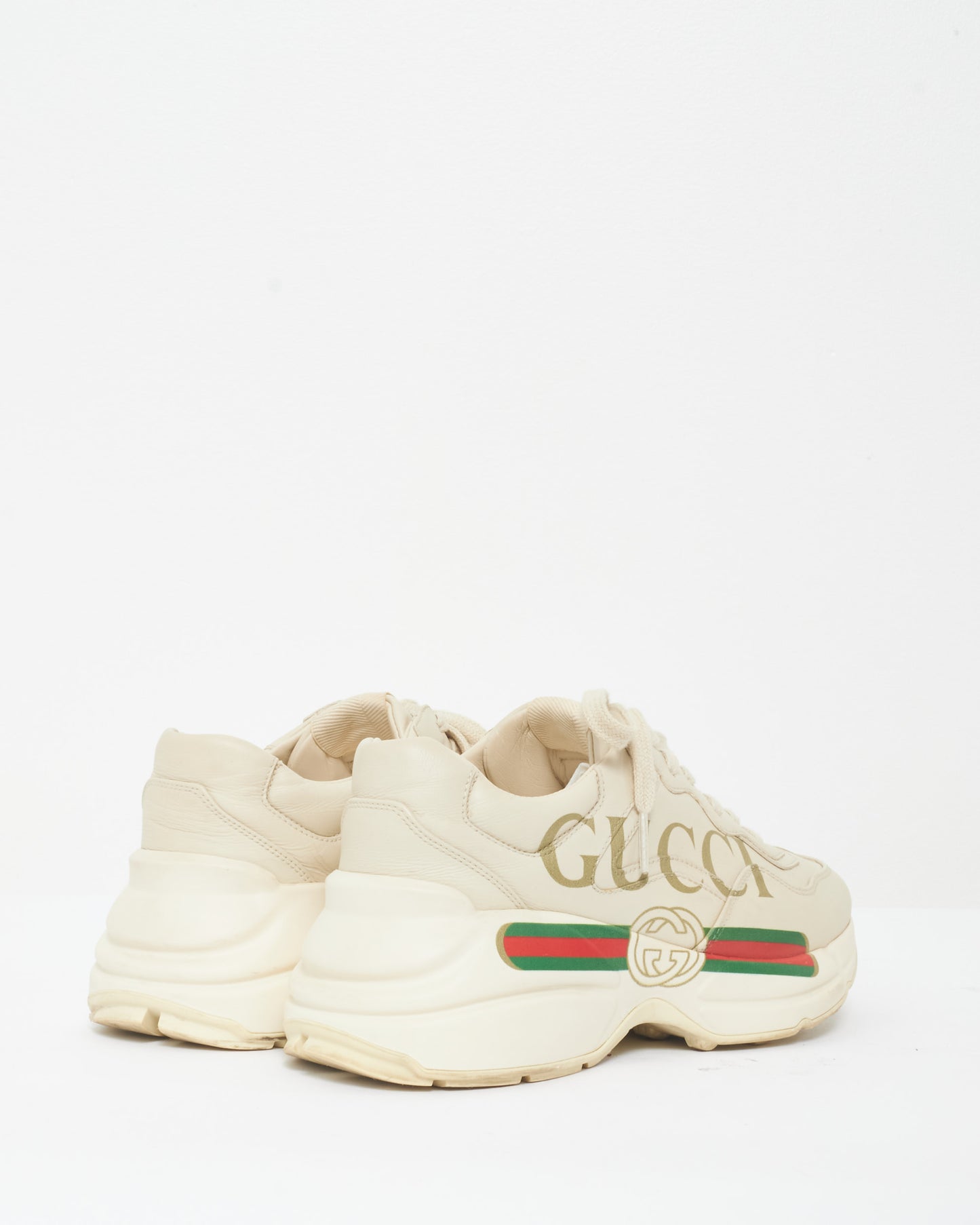 Gucci Beige Leather Logo Rhython Chunky Dad Sneakers - 37.5