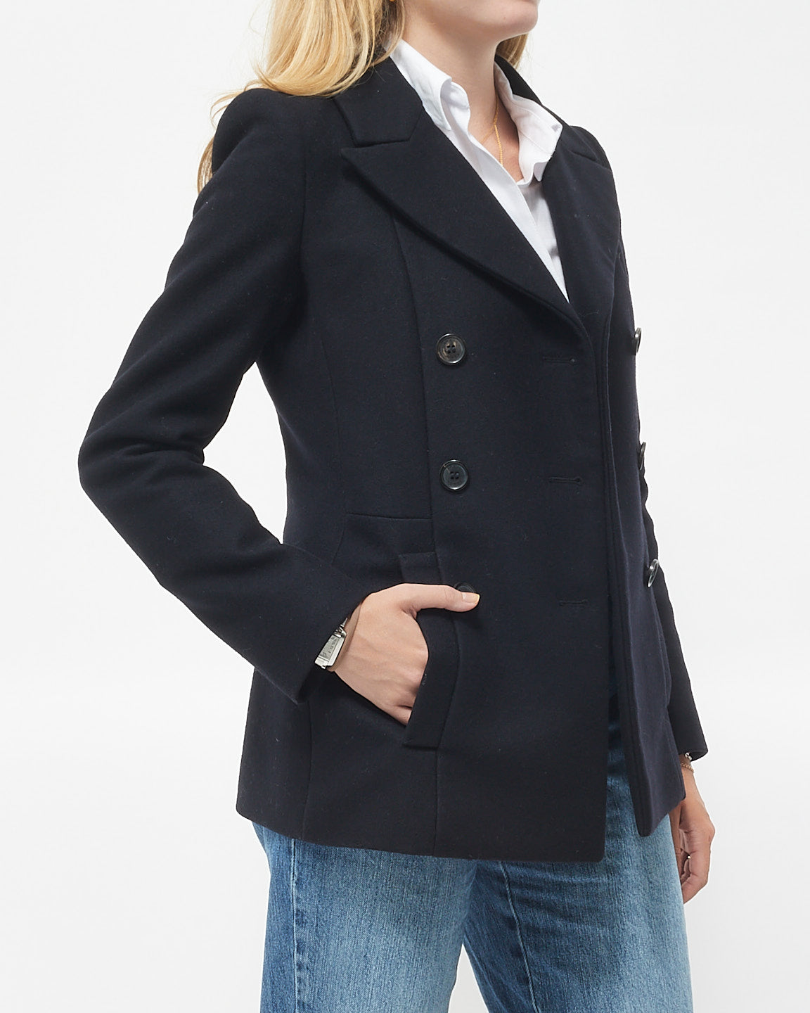 Prada Navy Wool Coat - 38