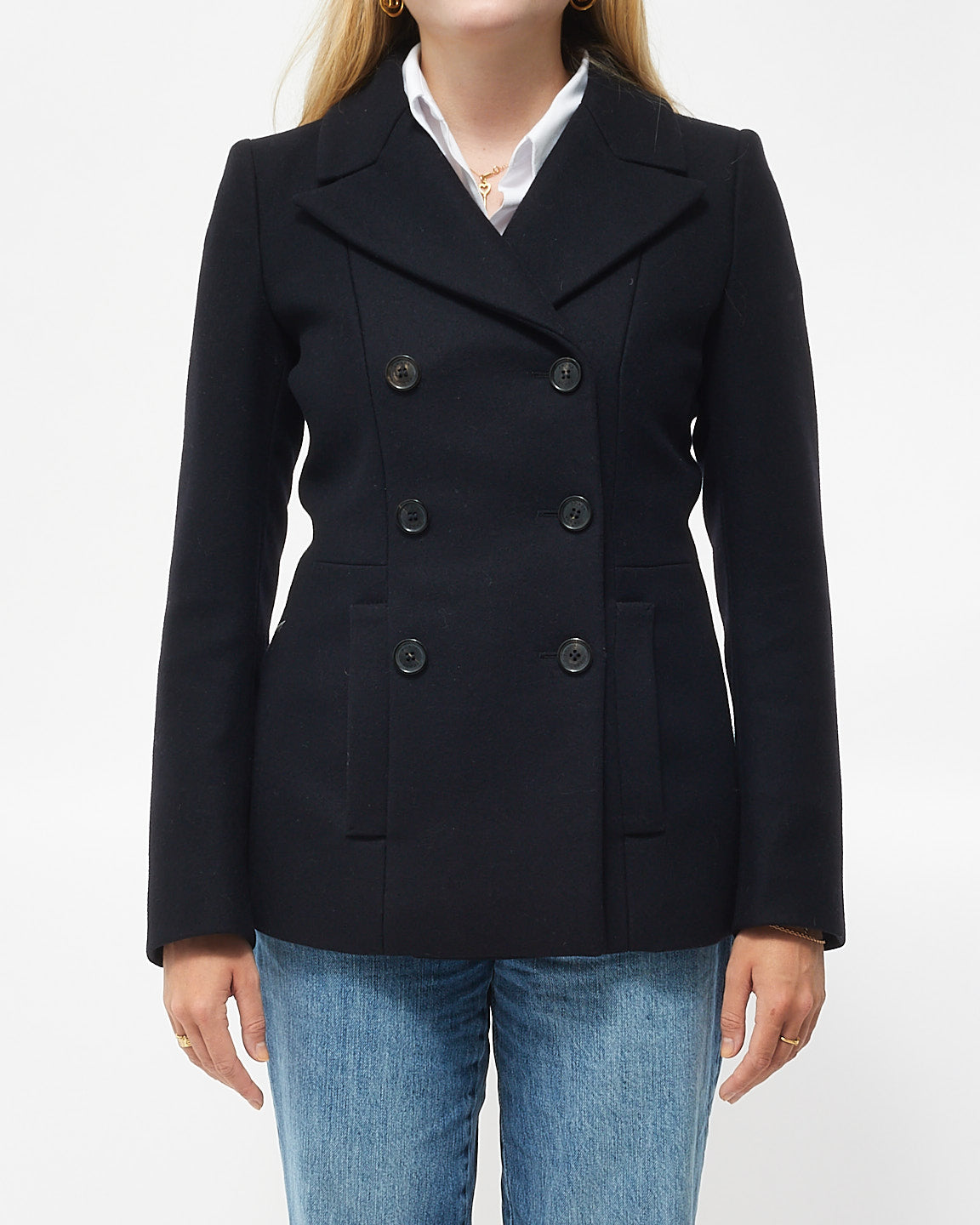 Prada Navy Wool Coat - 38