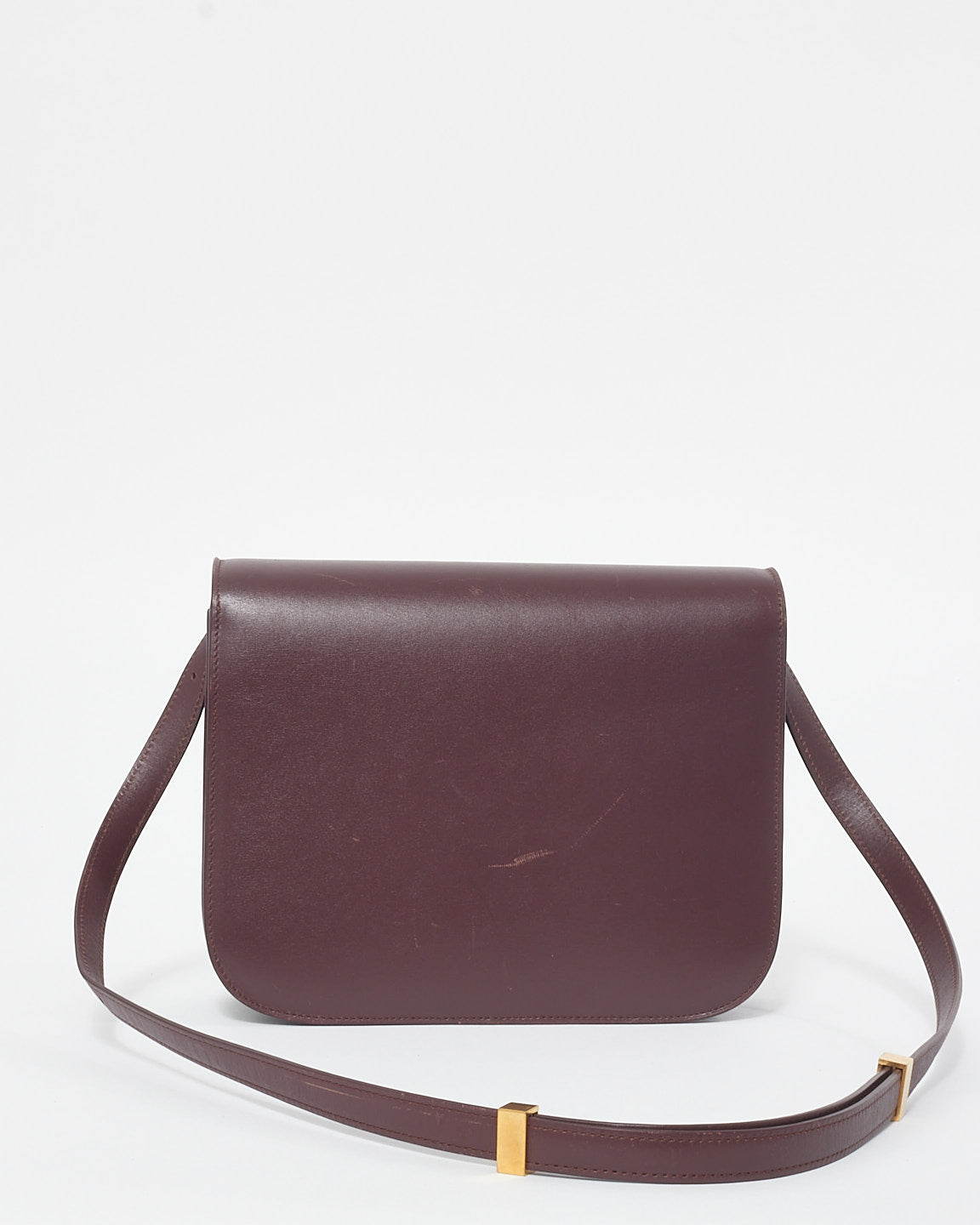 Celine Burgundy Leather Box Crossbody Bag