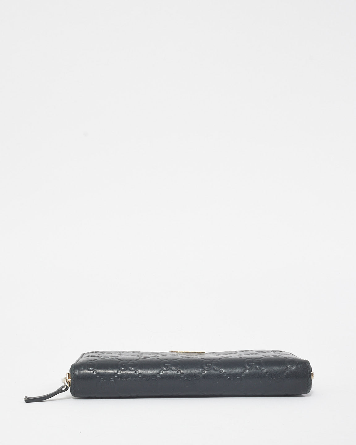 Gucci Black Leather Guccissima Long Zip Wallet