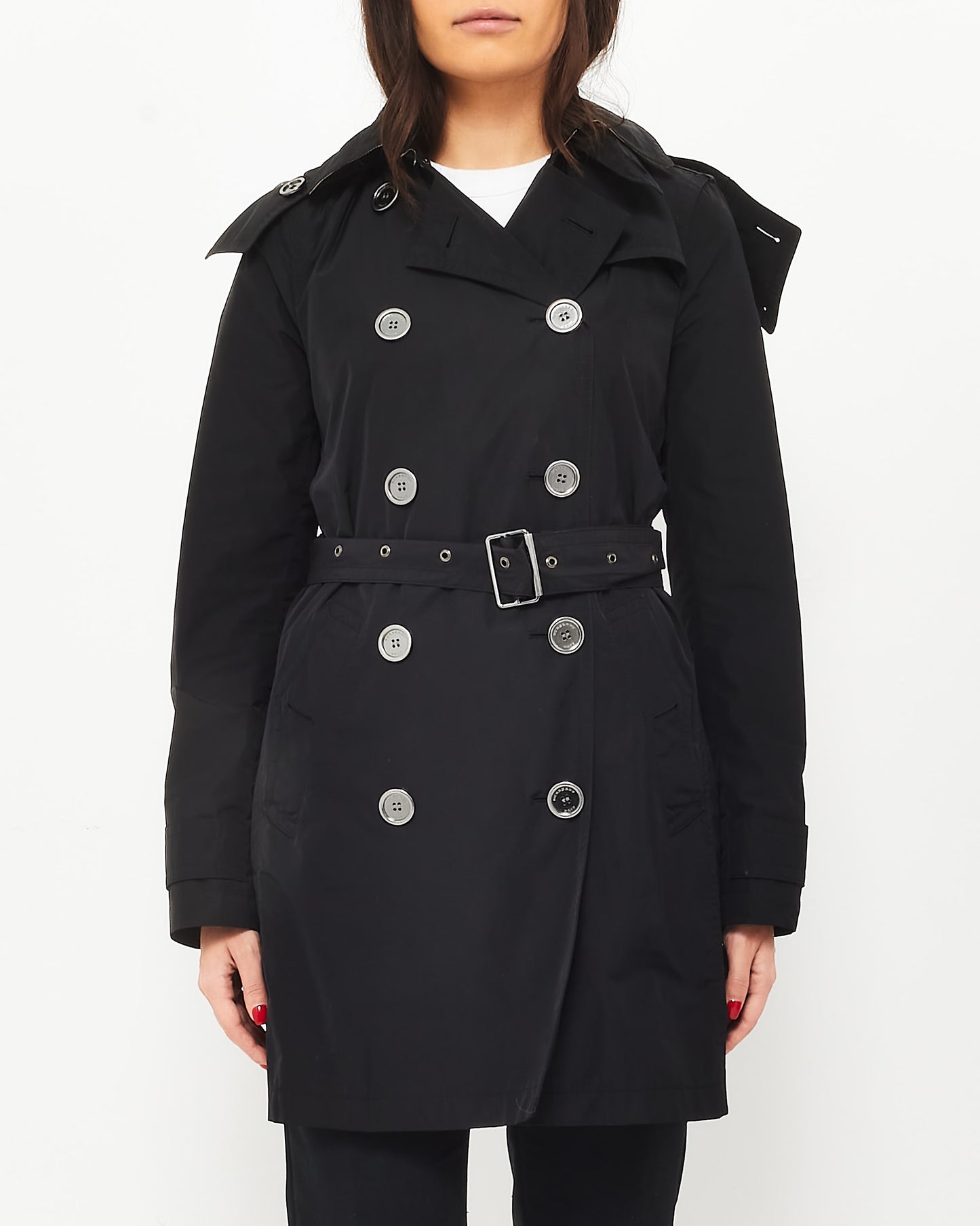 Burberry Brit Black Midi Nylon Trench Coat - 4