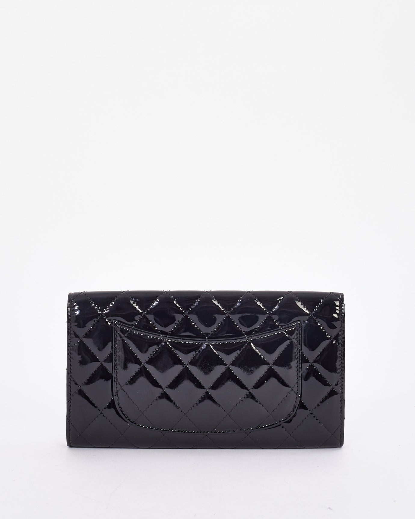 Chanel Black Patent Quilted Black On Black Clutch