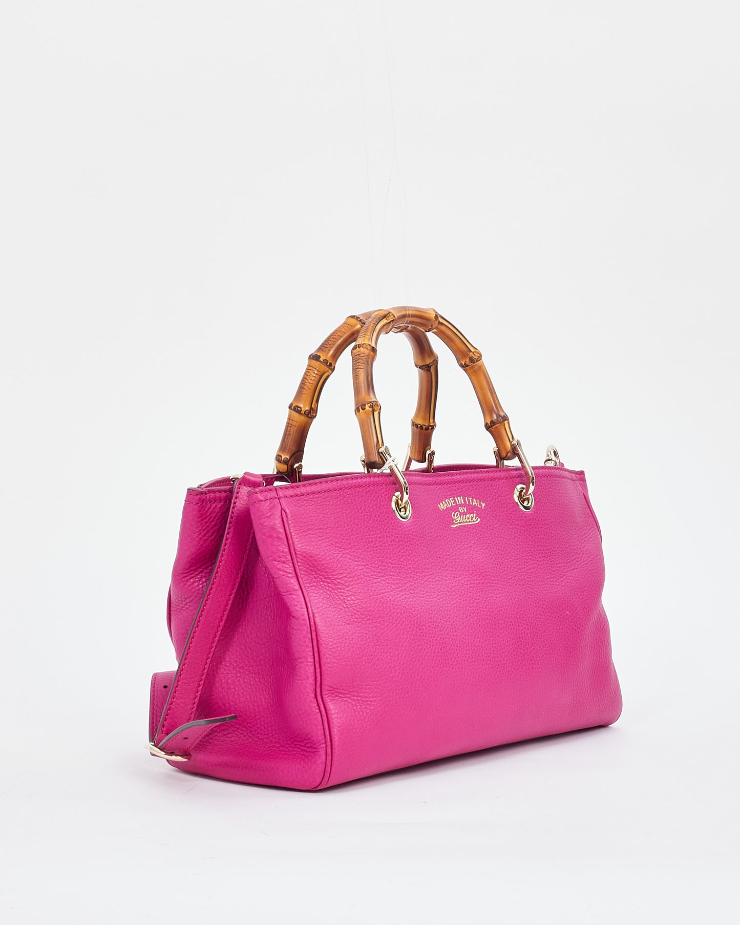 Gucci Pink Leather Bamboo Medium Shopper Tote