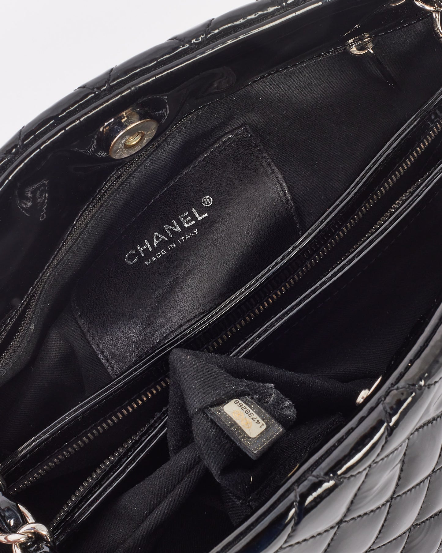 Chanel Black Patent Quilted Leather Mademoiselle Bag